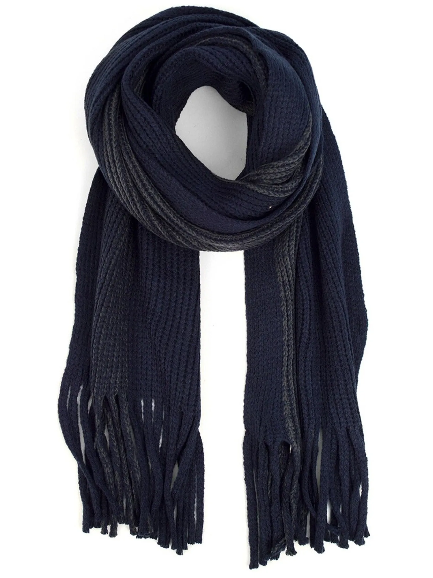 Men's Navy Acrylic Knit Scarf and Hat Set