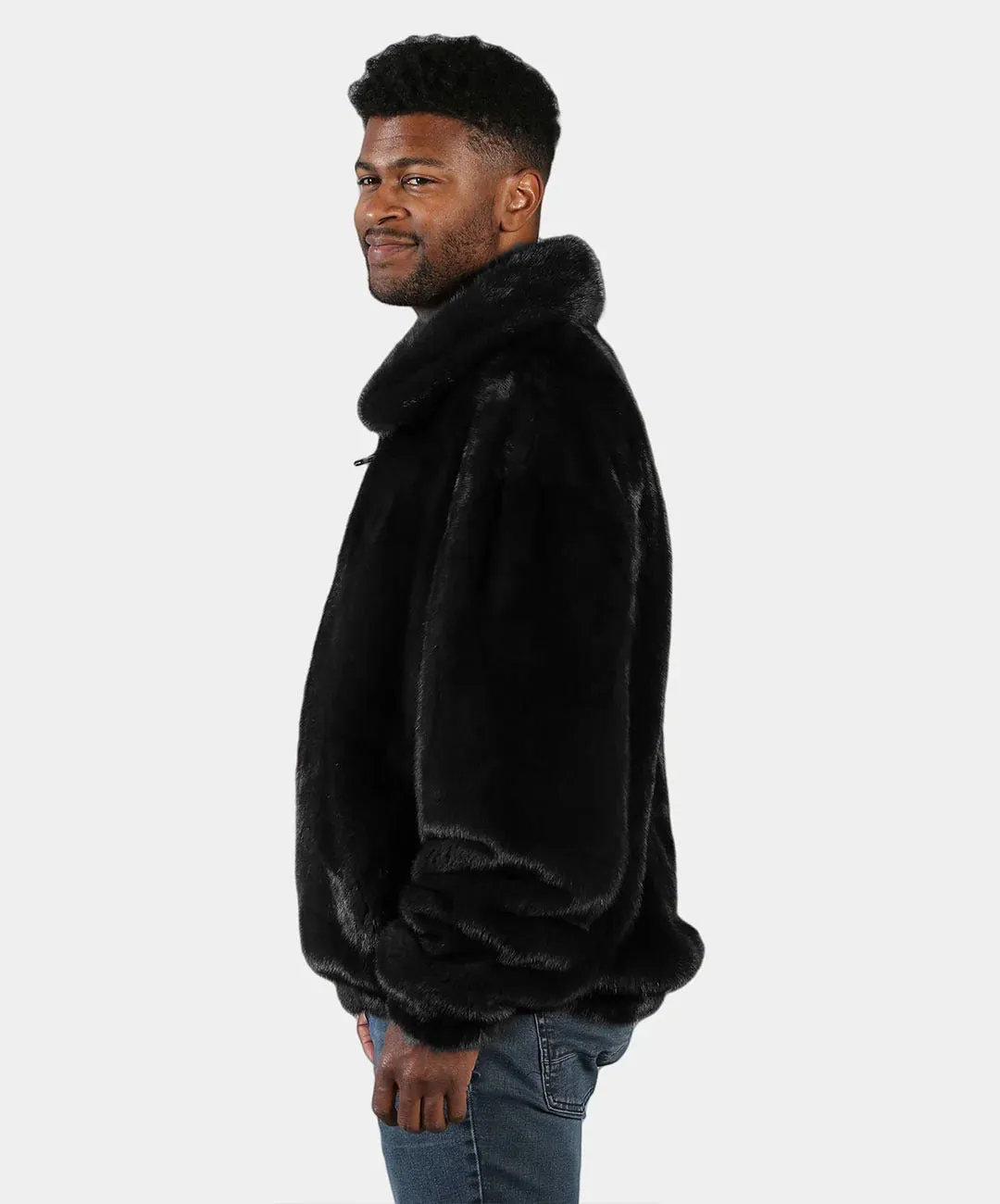 Men's Ranch Black Mink Bomber Jacket