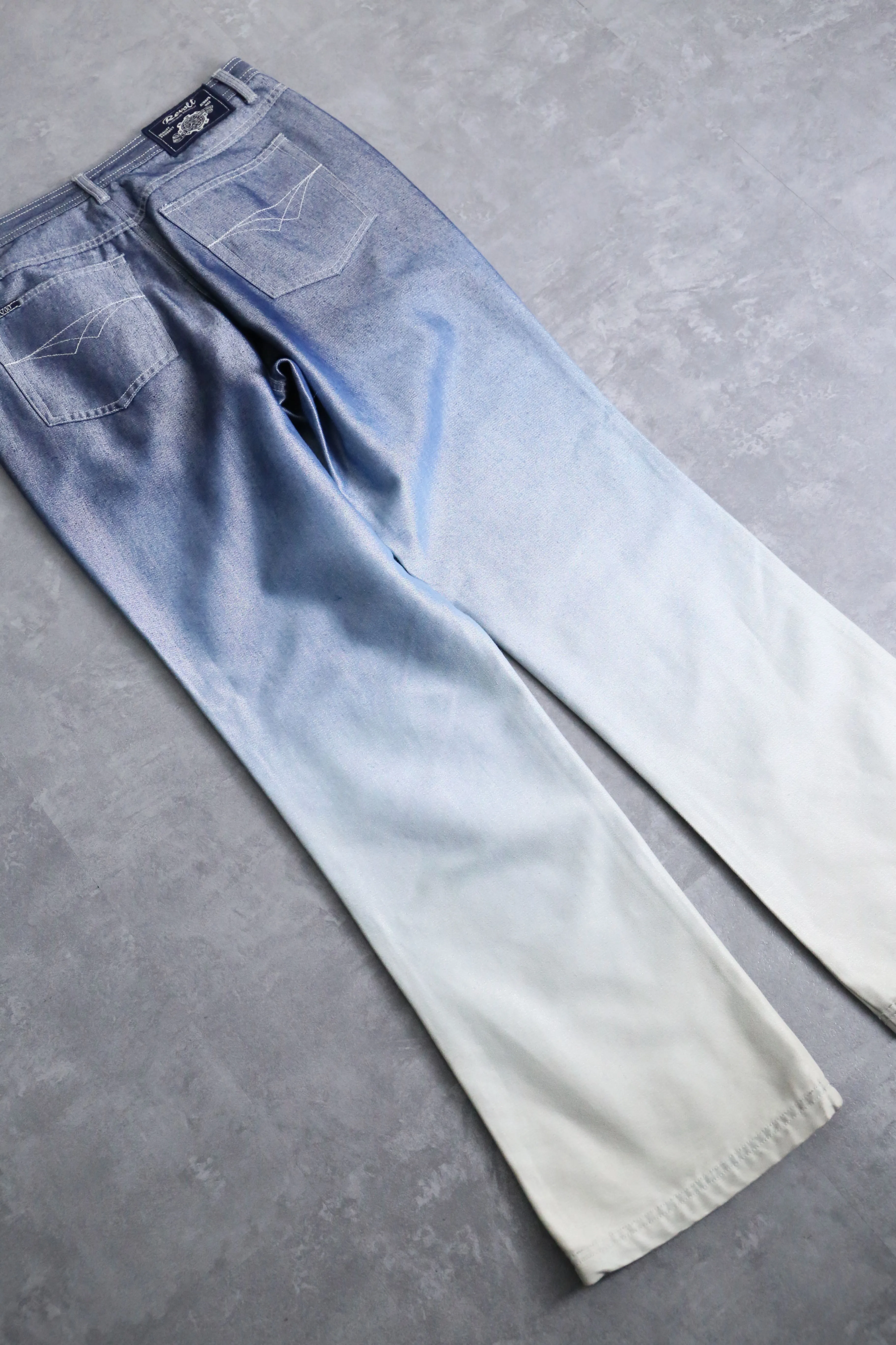 metallic sky gradation denim pants