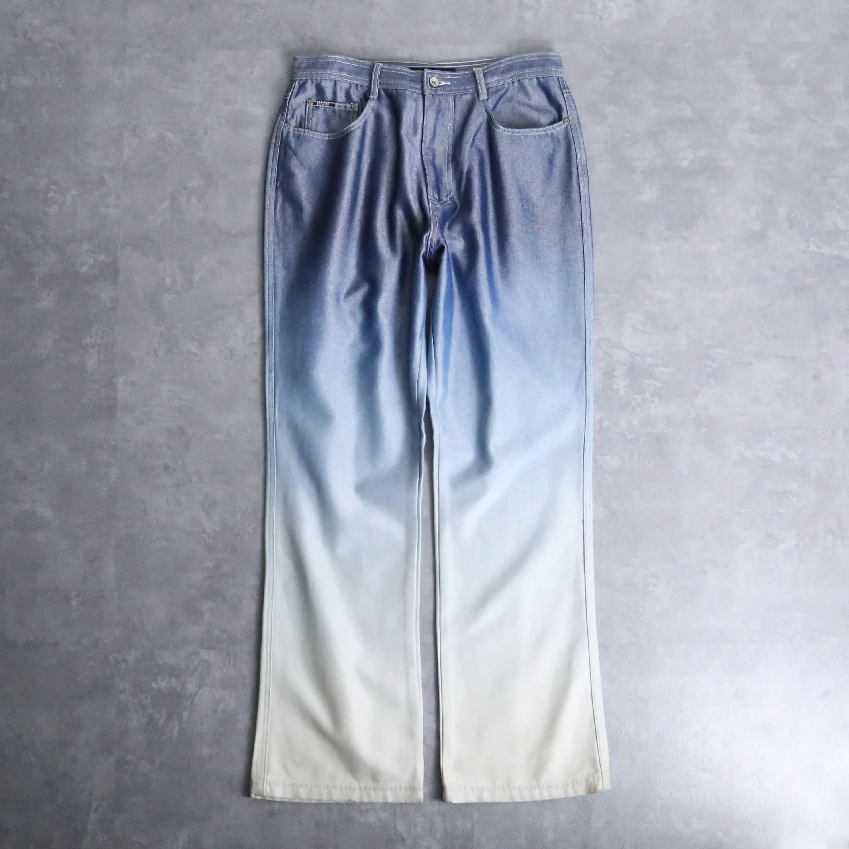 metallic sky gradation denim pants