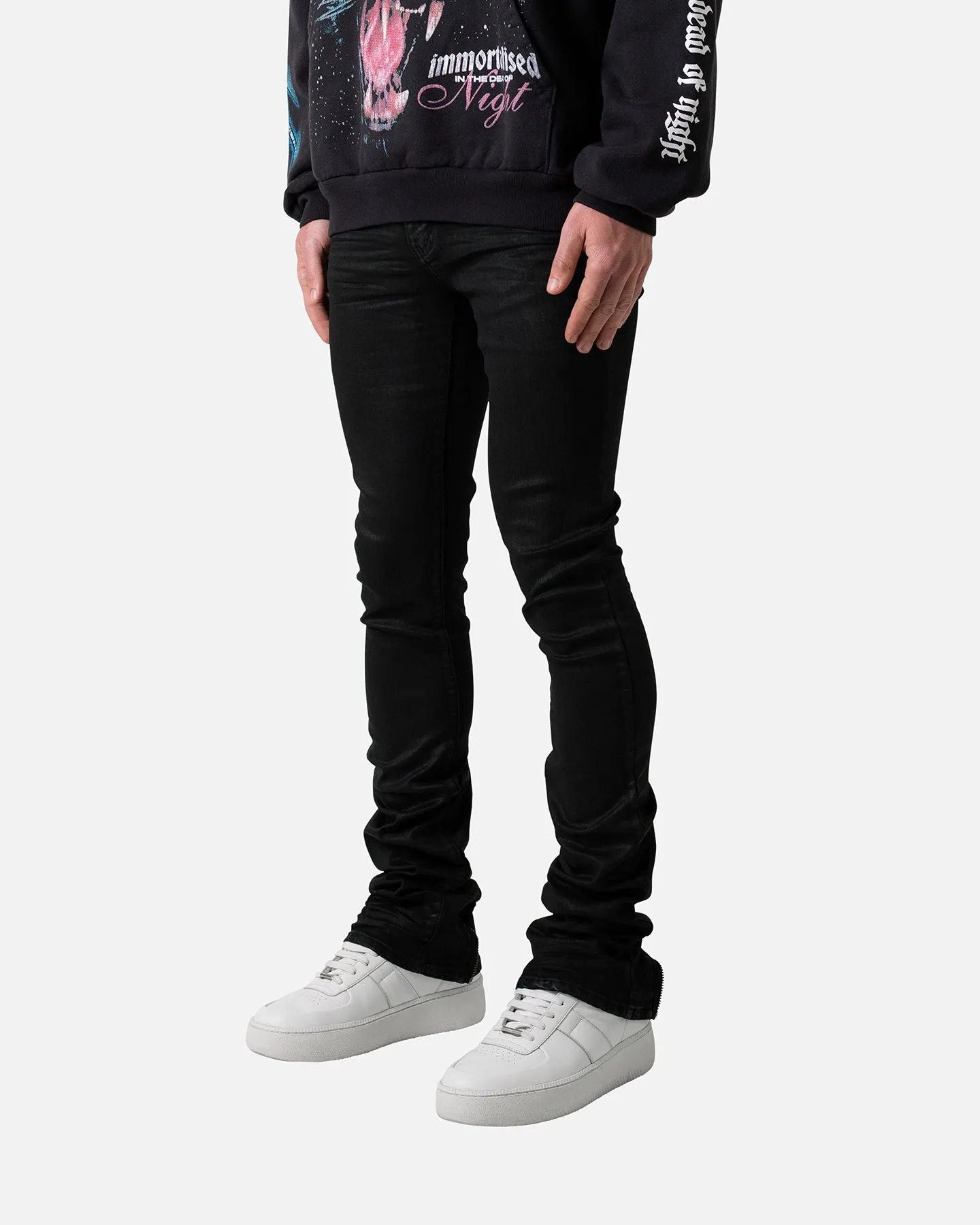 MNML X491 Convertible Skinny Denim Jeans Waxed Black