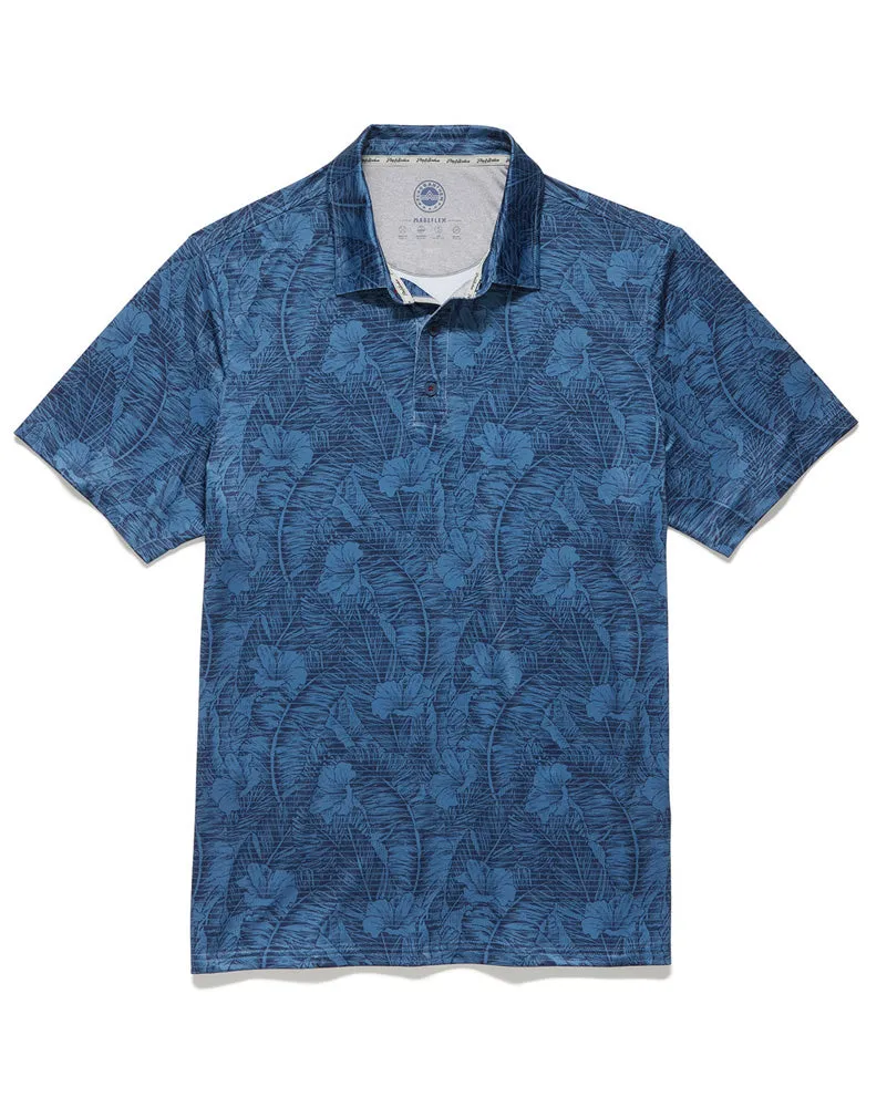 Montauk SS Botanical Performance Polo in Navy Combo by Flag and Anthem