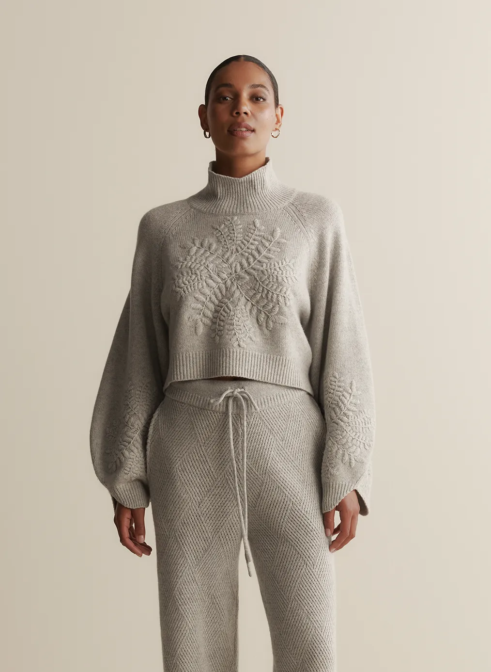 Natasha Wool Embroidery Knit | Grey Marle