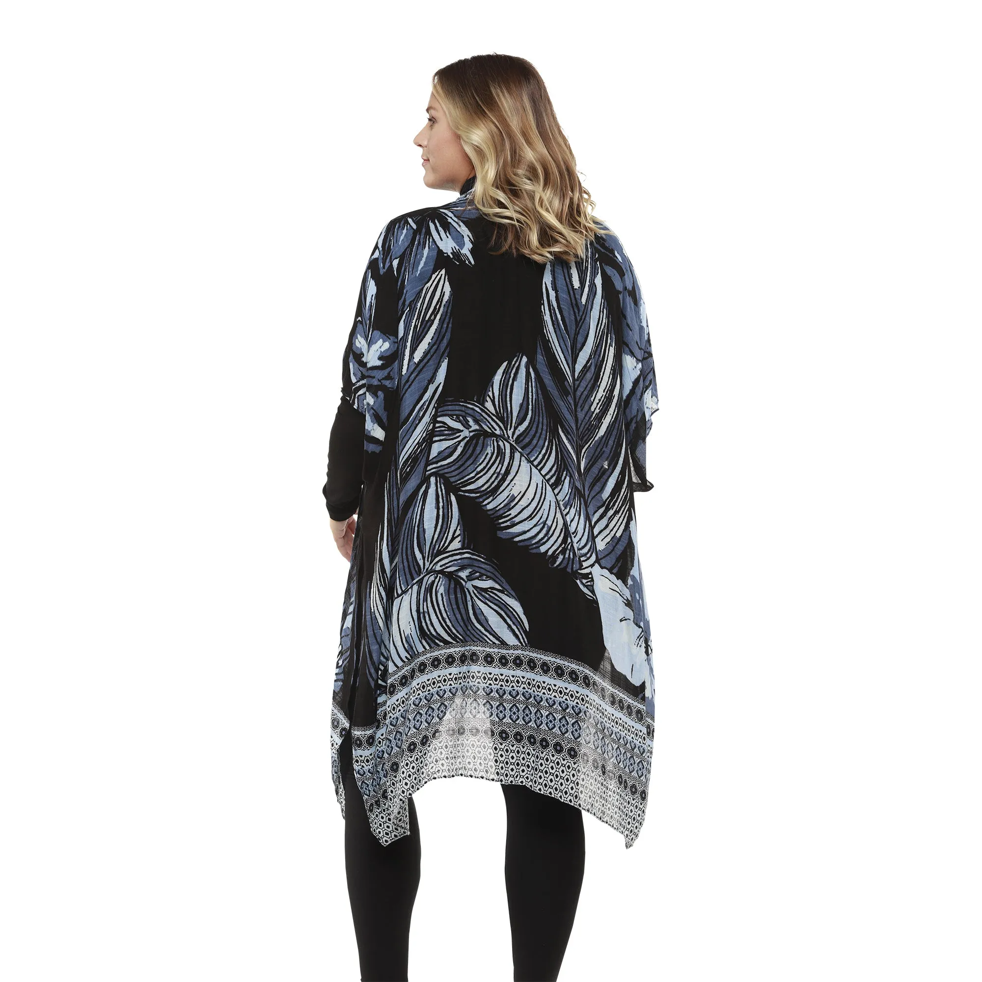 Navy Palm Viscose Kimono