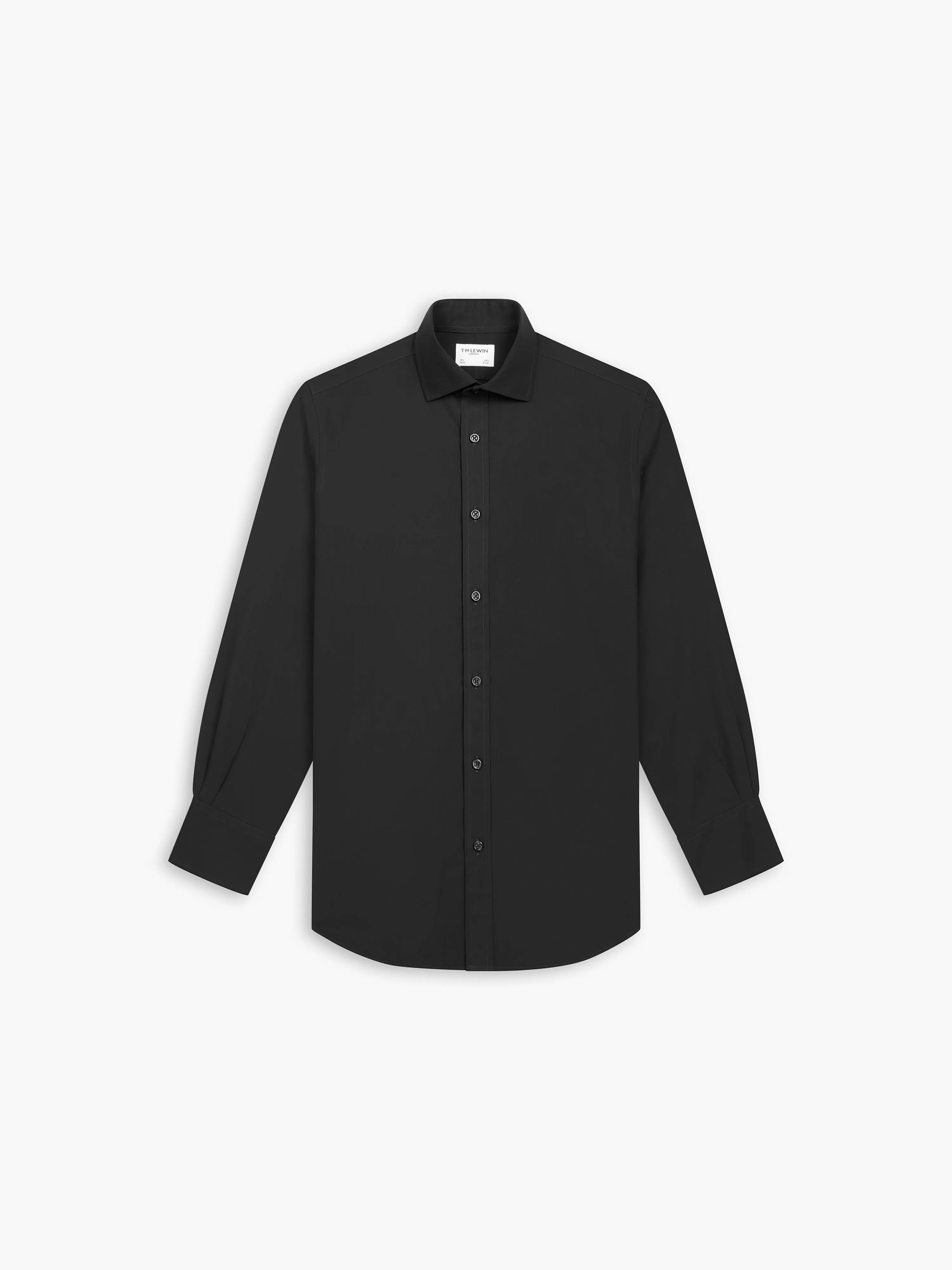 Non-Iron Black Poplin Slim Fit Single Cuff Classic Collar Shirt