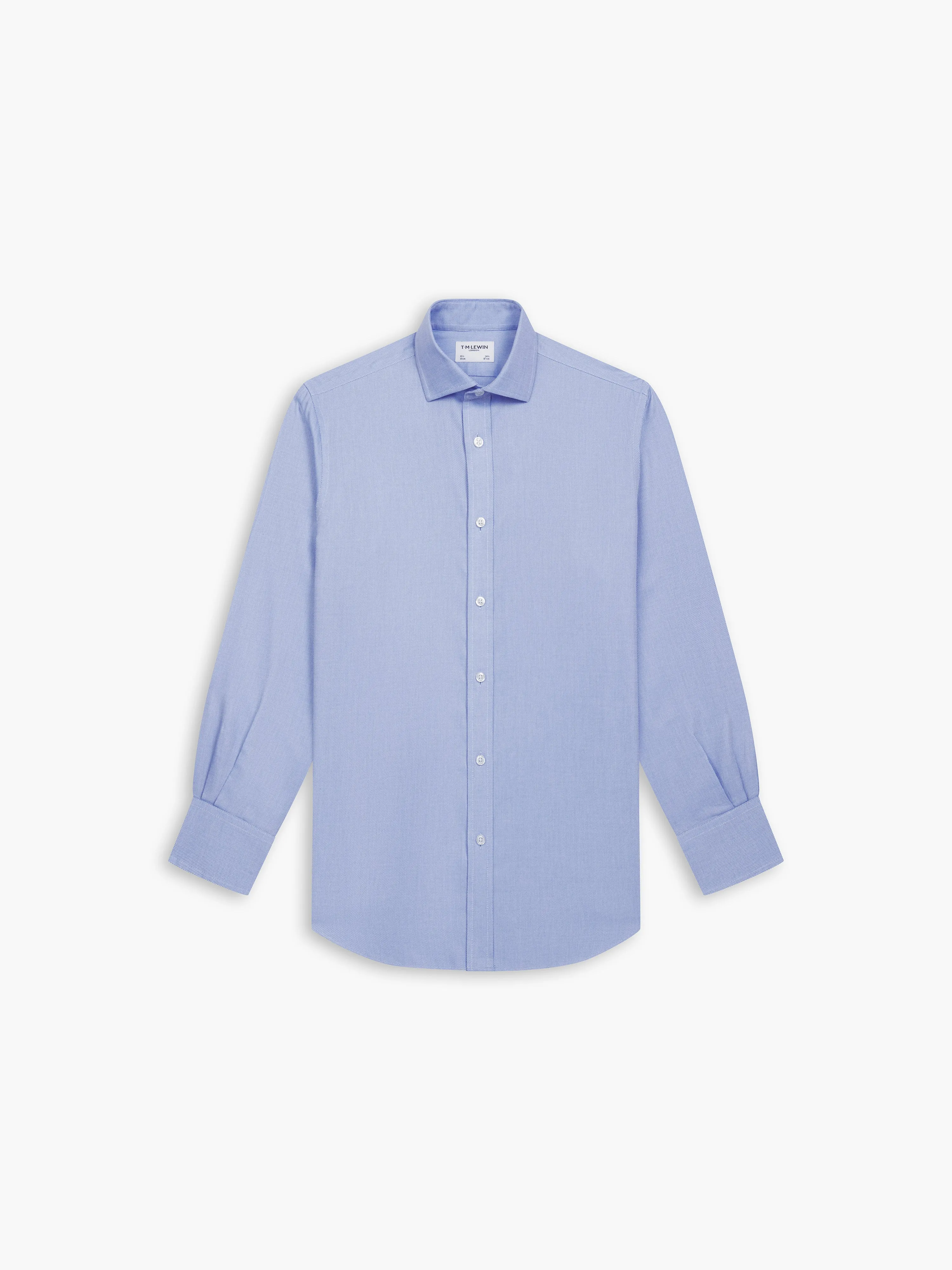 Non-Iron Blue Oxford Slim Fit Single Cuff Classic Collar Shirt