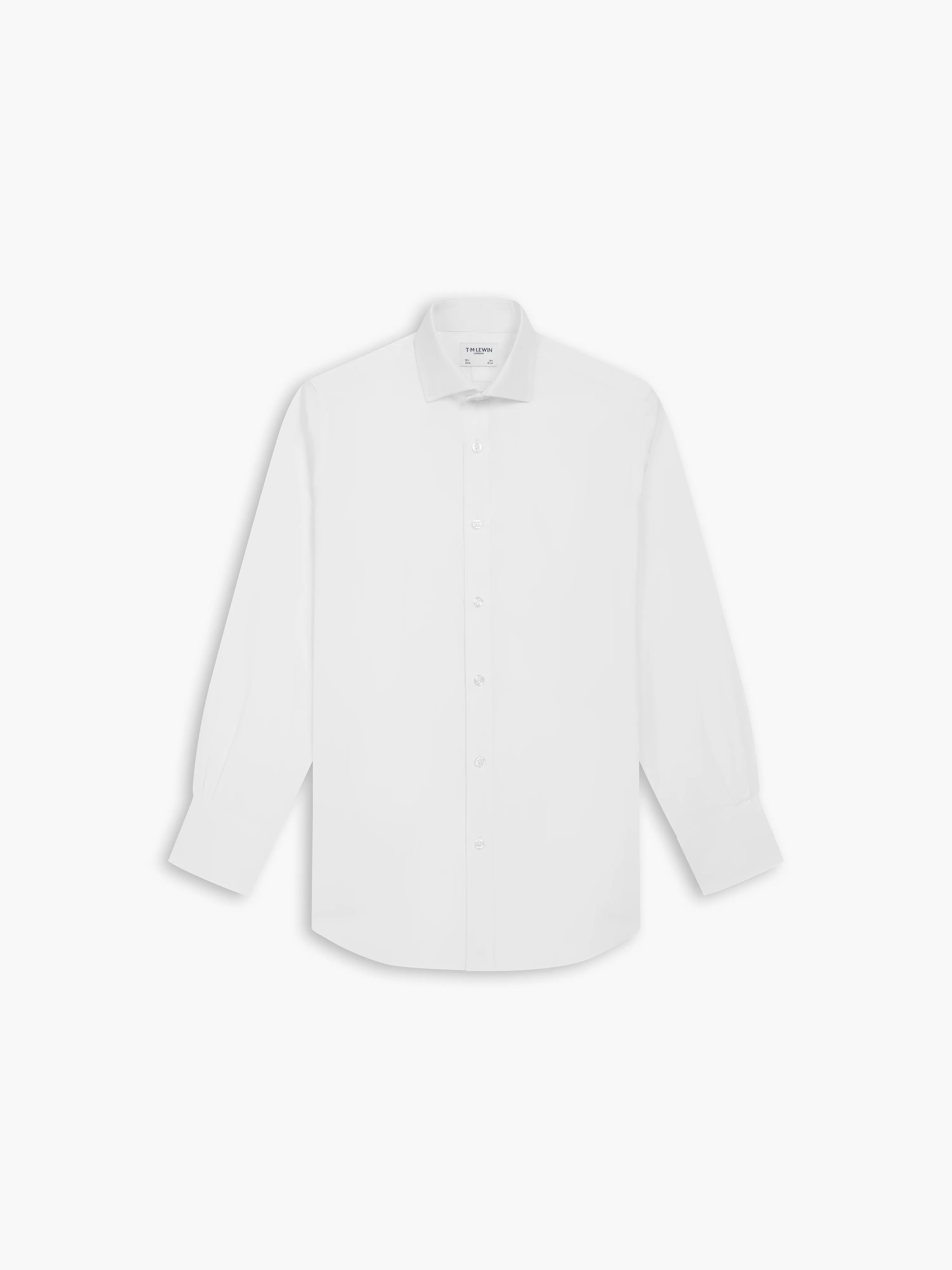 Non-Iron White Poplin Slim Fit Single Cuff Cutaway Collar Shirt