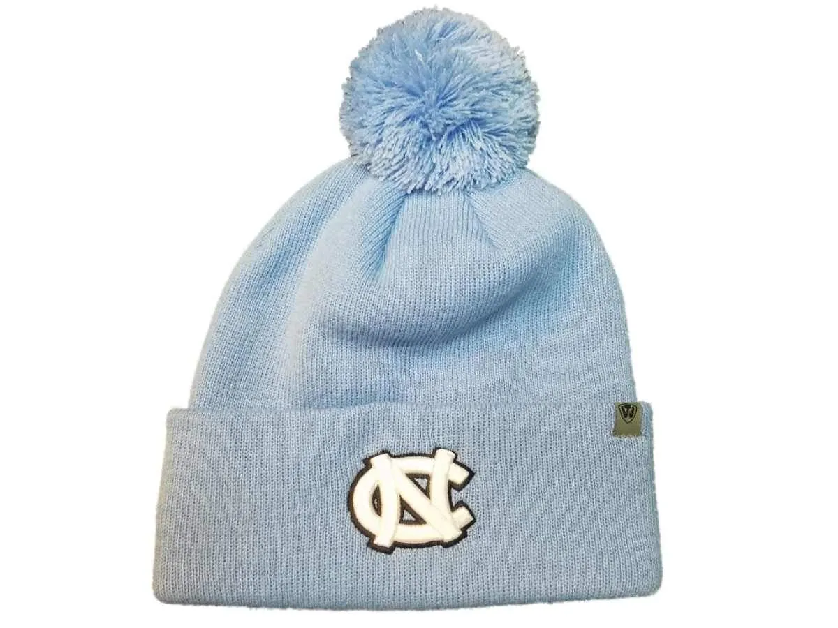 Noth Carolina Tar Heels TOW Powder Blue Acrylic Knit Cuffed Beanie Hat Cap Poof