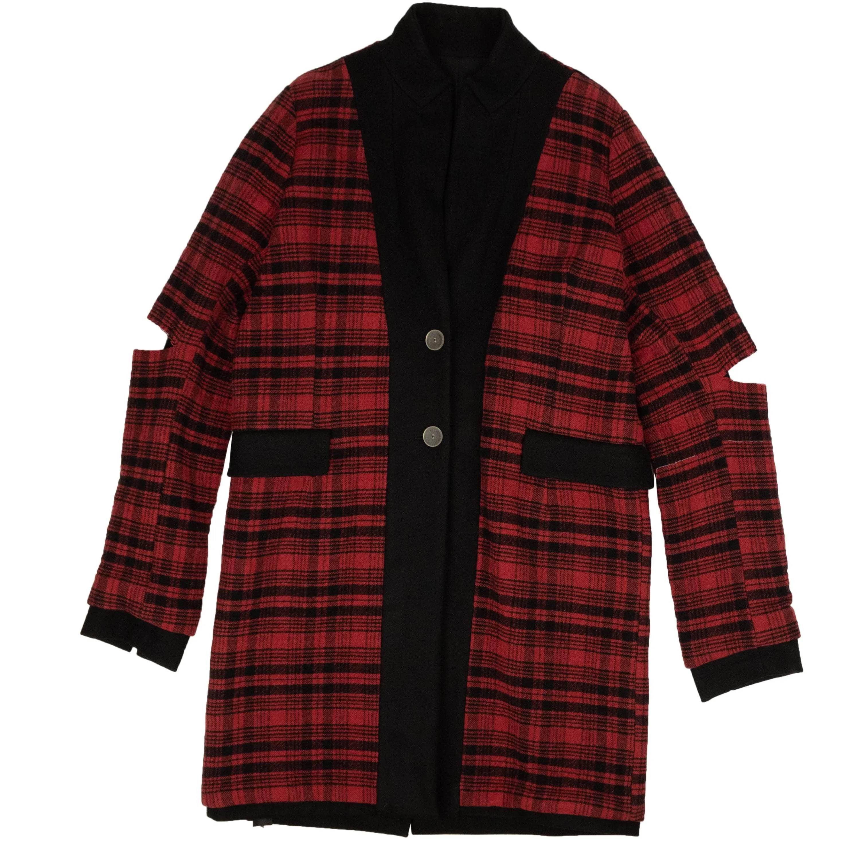 NWT UNRAVEL PROJECT Red & Black Unravel Wool Reverse Coat Size 40 $900