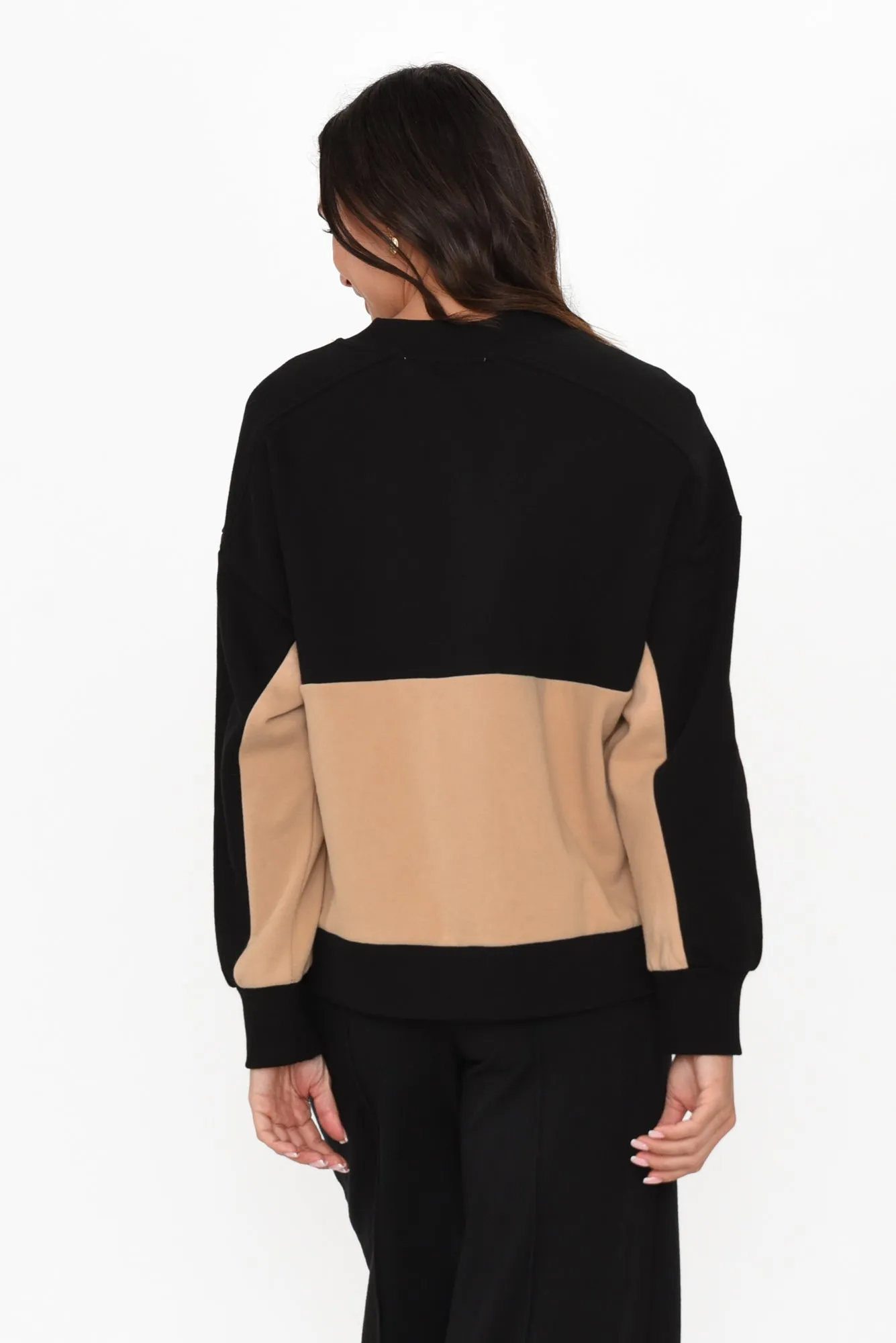 Offhand Black Cotton Crew Jumper