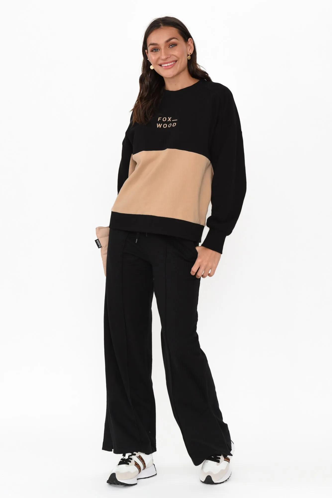 Offhand Black Cotton Crew Jumper