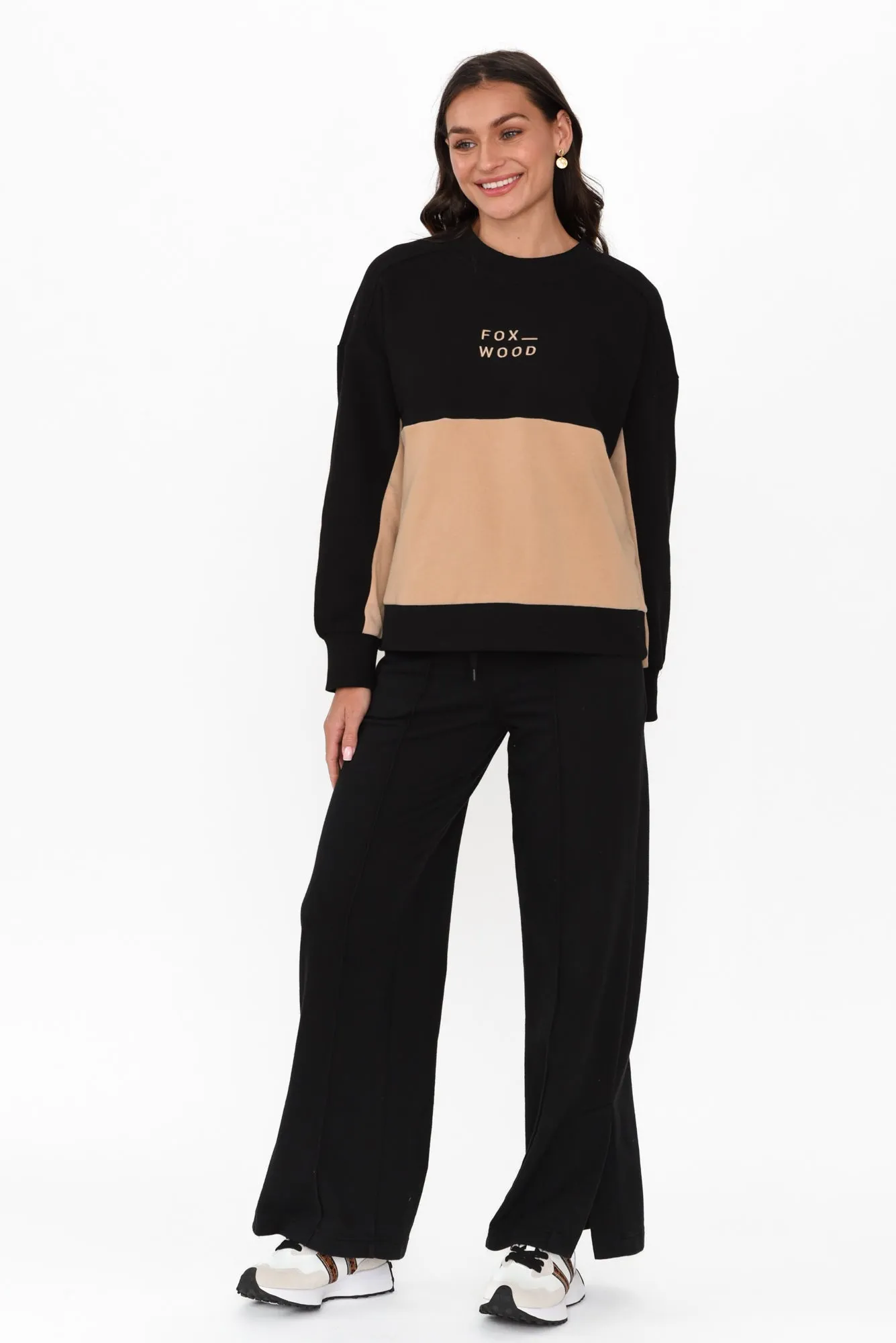 Offhand Black Cotton Crew Jumper