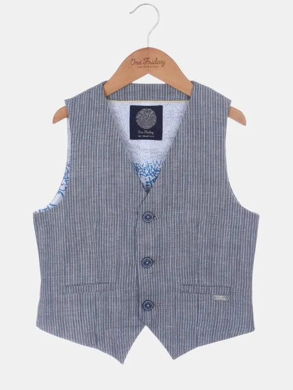 One Friday Blue Stripes Waistcoat