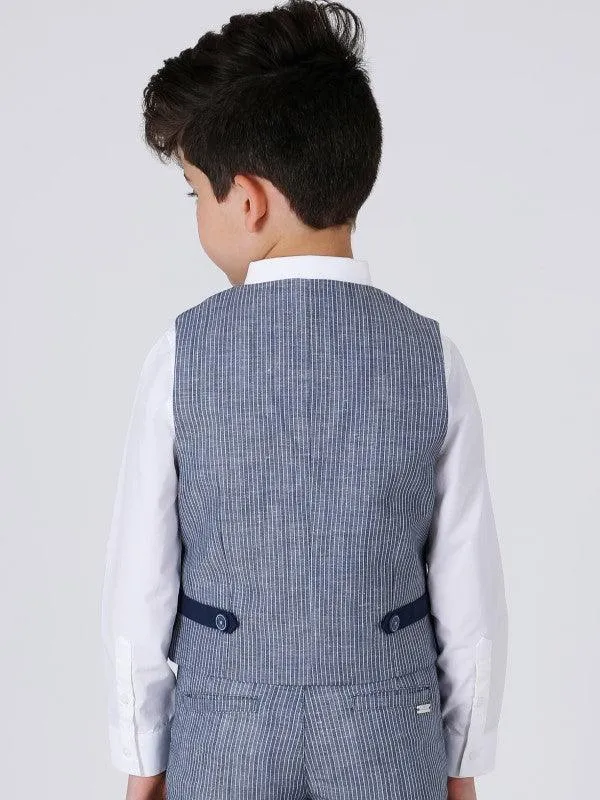 One Friday Blue Stripes Waistcoat