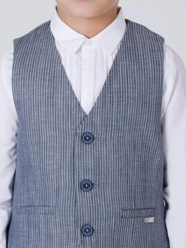 One Friday Blue Stripes Waistcoat