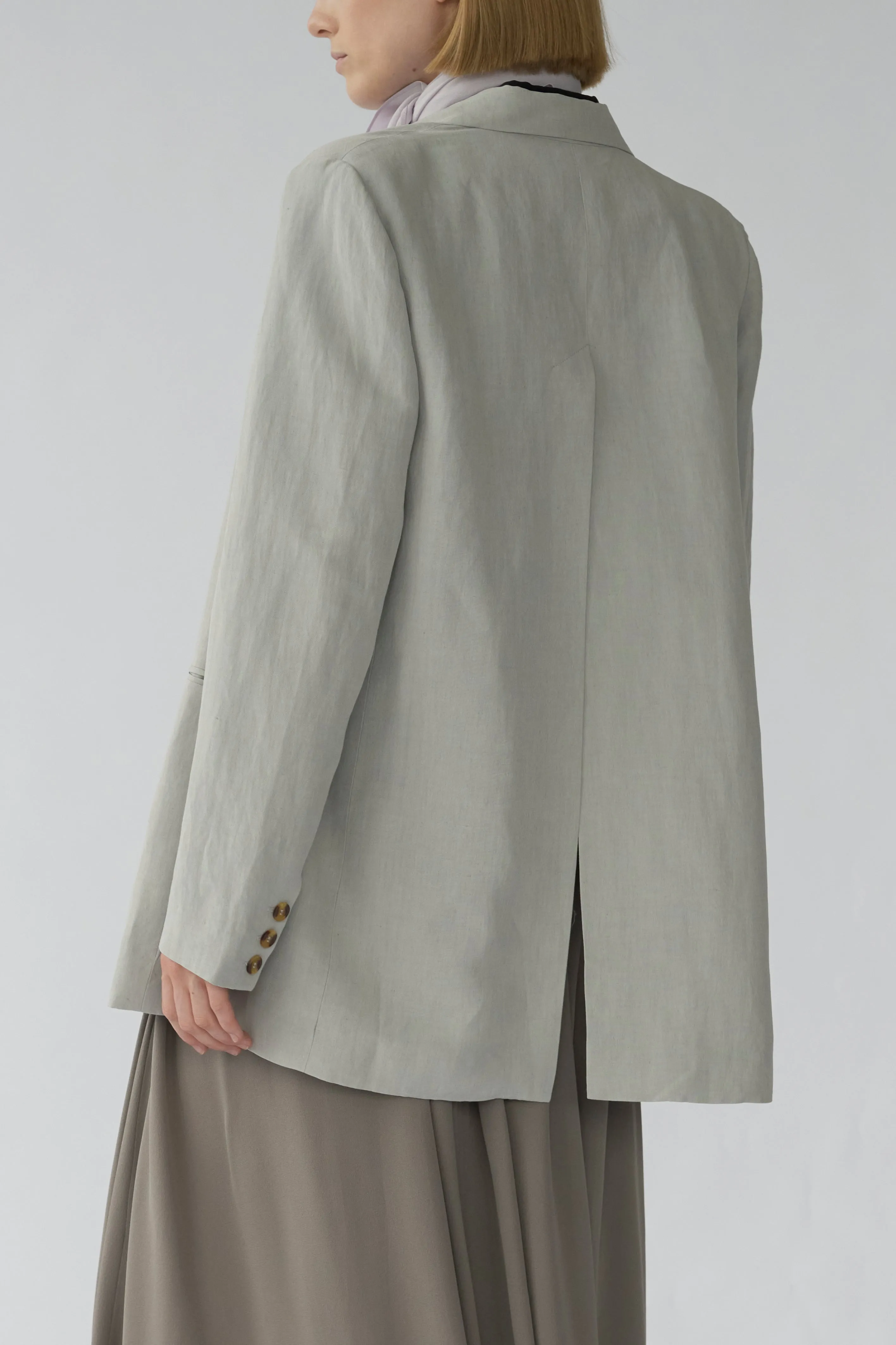 OTIS BLAZER - LIGHT GREY - SILK/LINEN