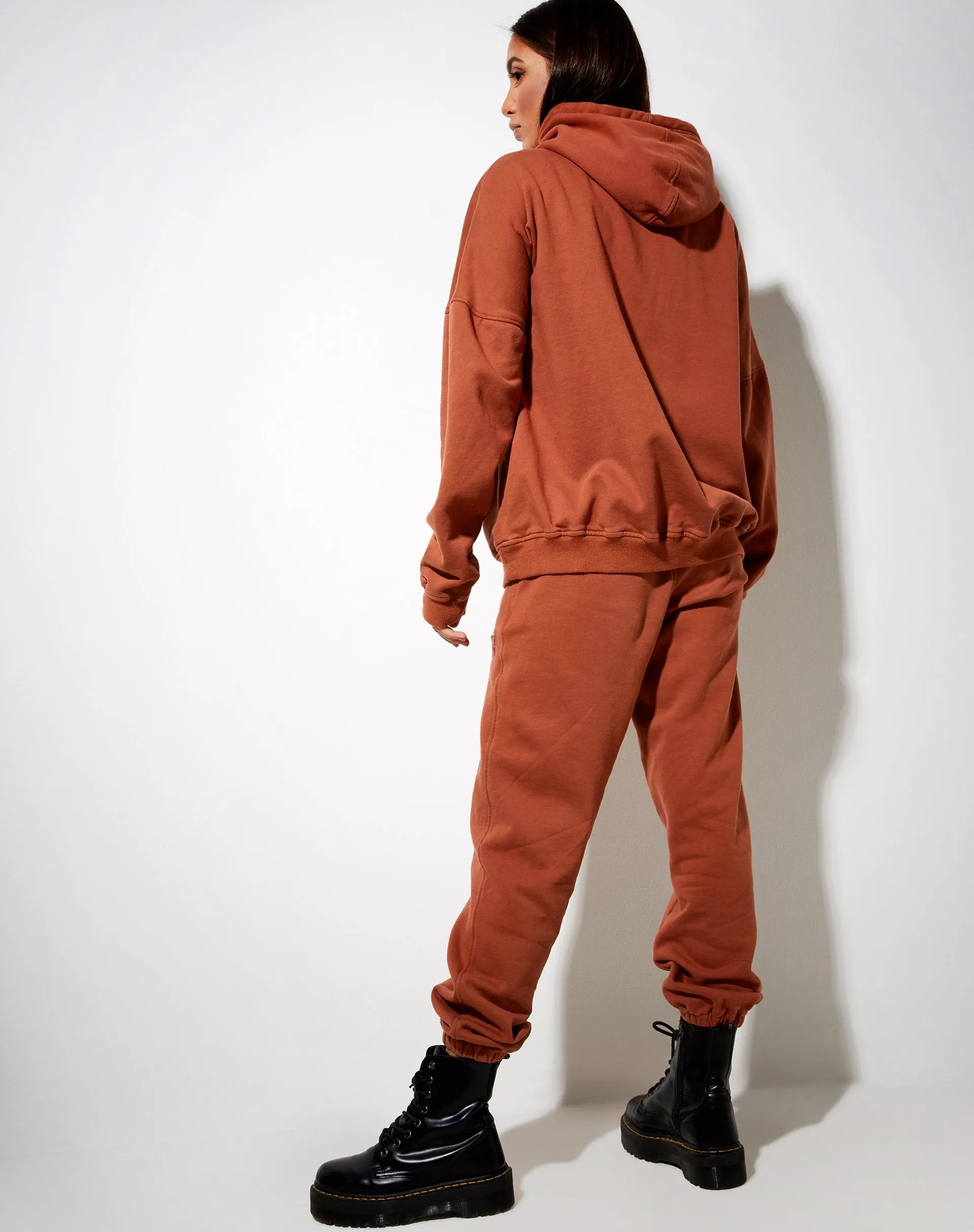 Oversize Hoodie in Burnt Brick 'Be Nice' Label Embro