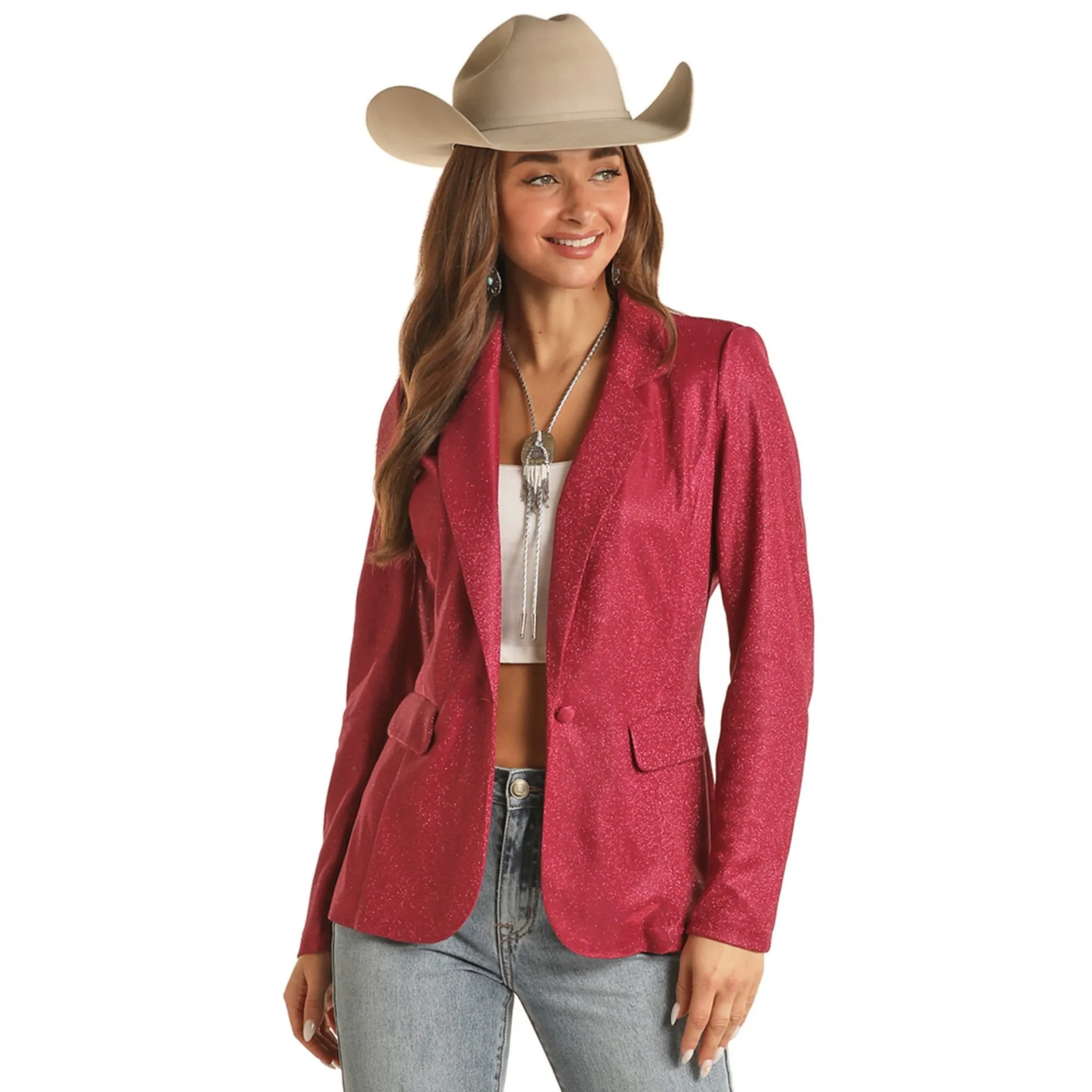 PANHANDLE WOMEN'S IRIDESCENT PINK BLAZER - BW92T02056