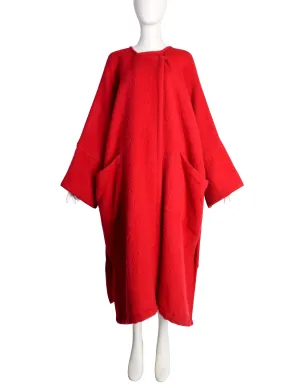 Patrick Kelly Vintage 1980s Red Wool Mohair Dramatic Oversized Cape Coat