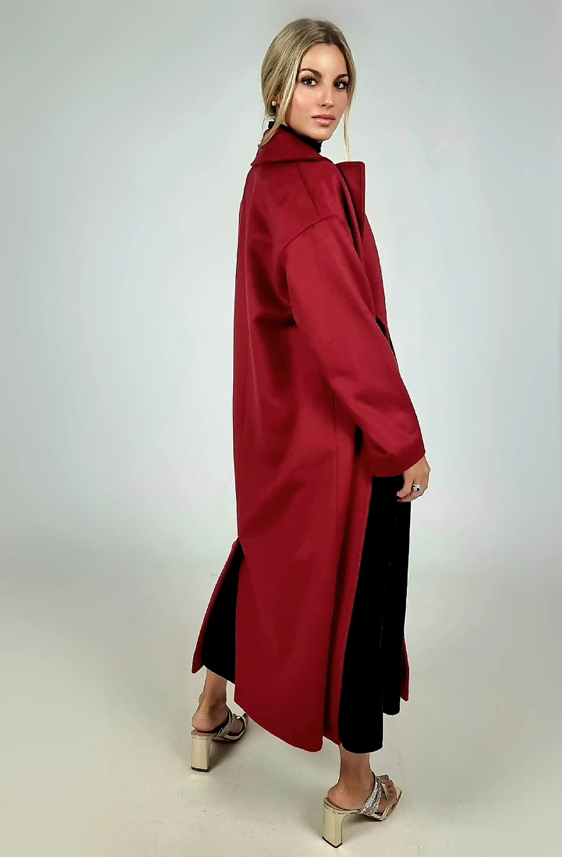 PENNYBLACK Wool Broadcloth Midi Red Eolo Coat