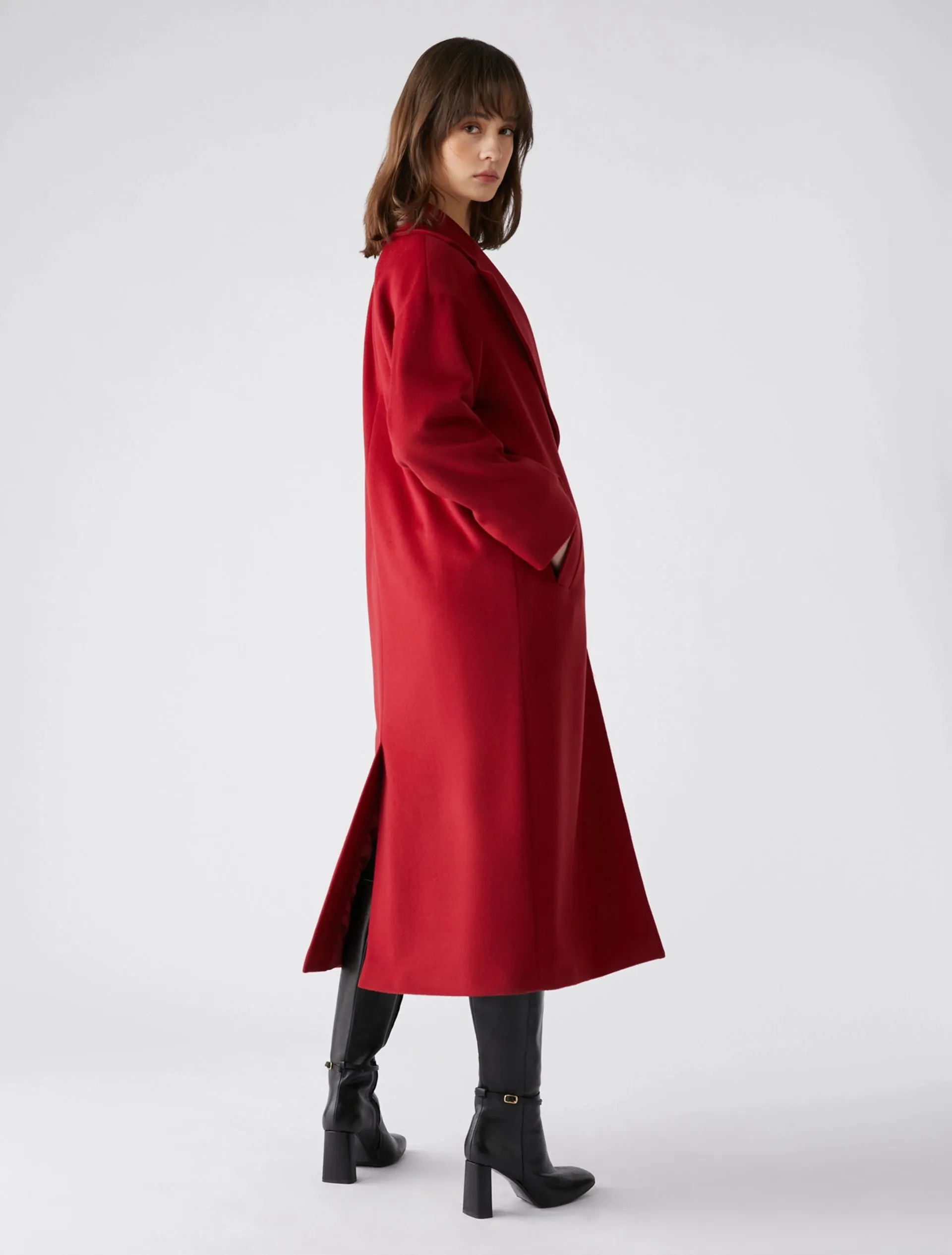 PENNYBLACK Wool Broadcloth Midi Red Eolo Coat