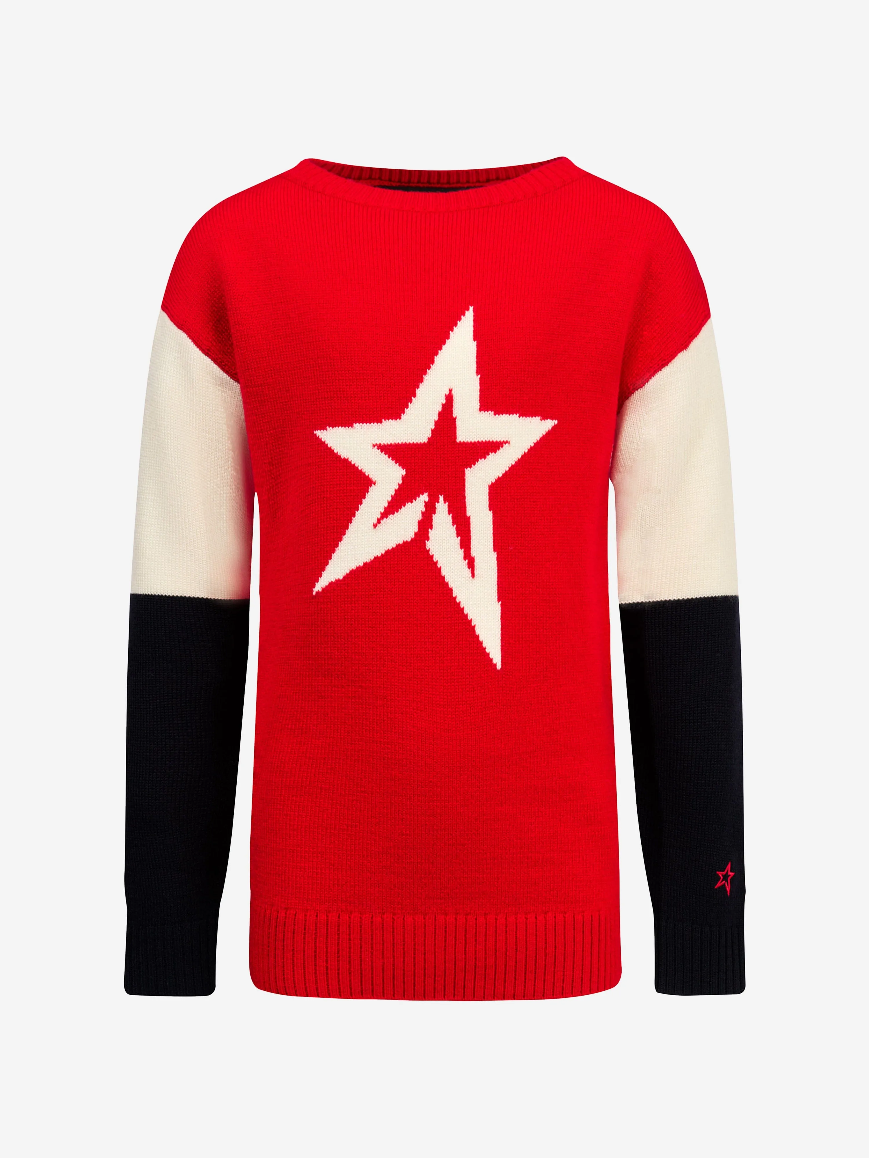 Perfect Moment Girls Star Crew Neck Jumper in Red