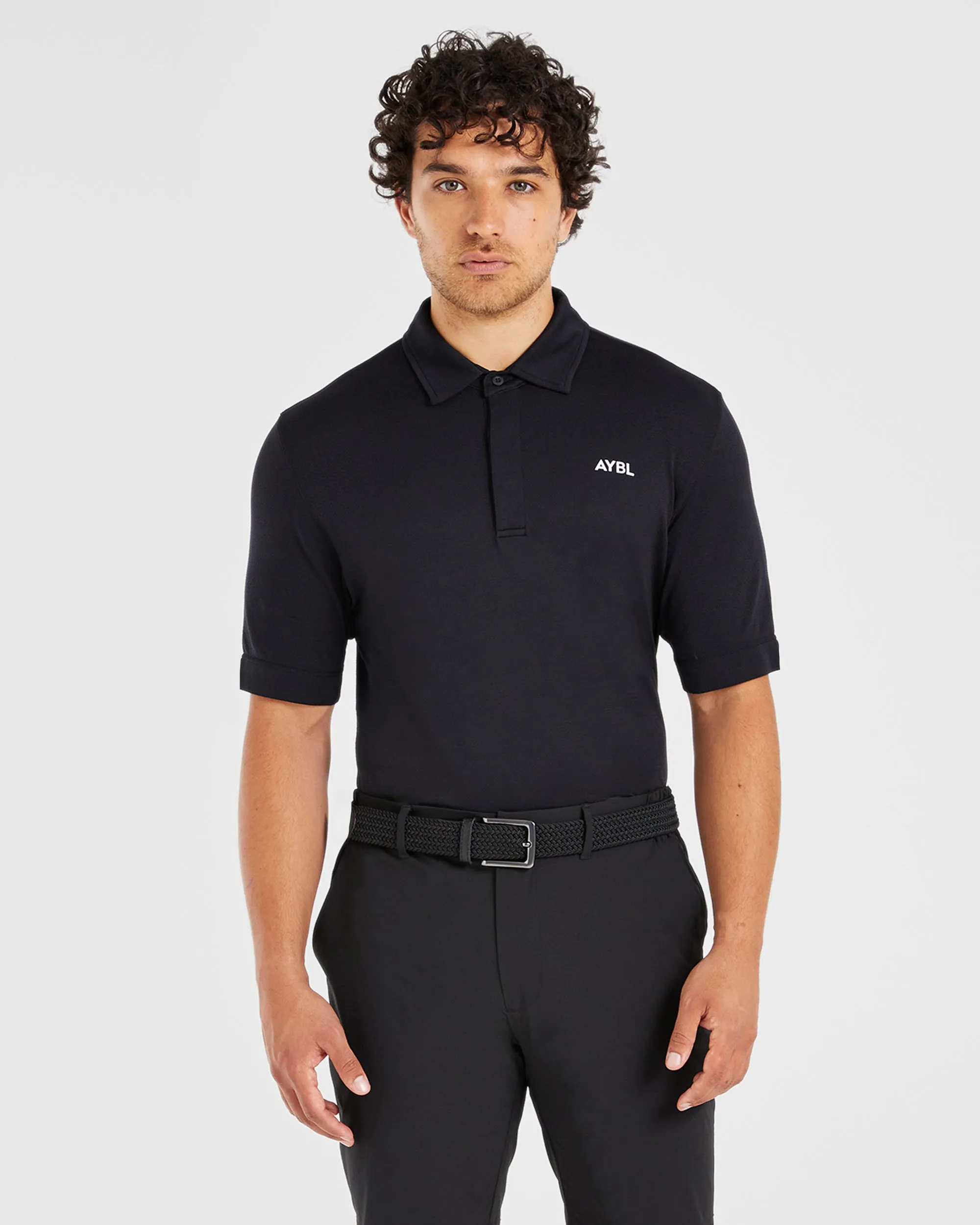 Performance Seamless Polo Shirt - Black