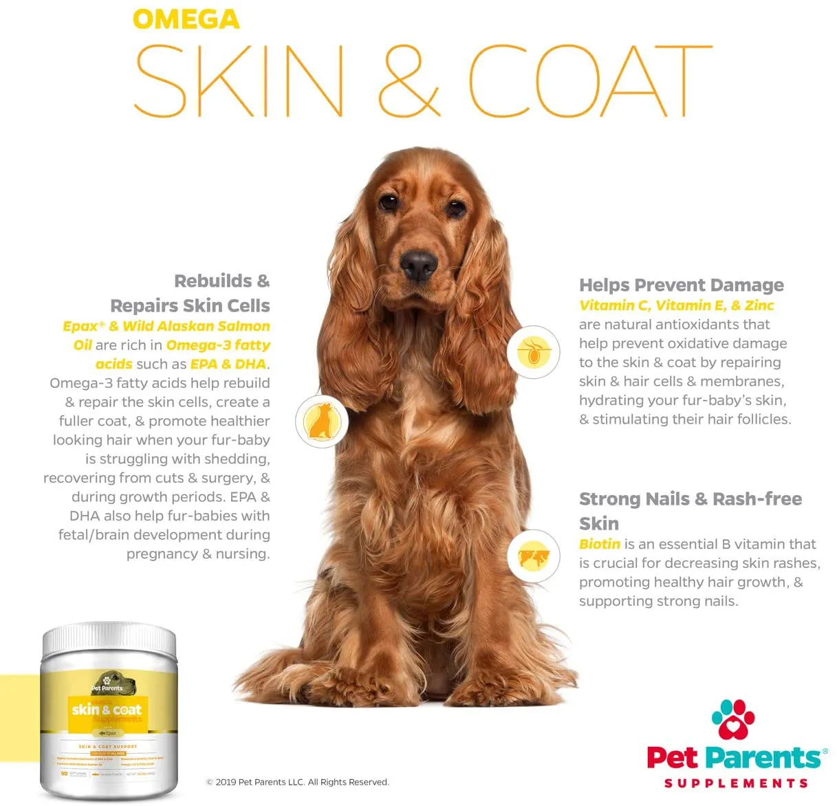 Pet Parents USA Omega 3 for Dogs 4g 90c - Dog Skin Care & Fur Vitamins for Dogs, Skin Supplement for Dogs, Omega Dog Treats, EPA & Dog DHA, Anti Itch Dog, Dog Itch Relief, Epax   Salmon Oil for Dogs