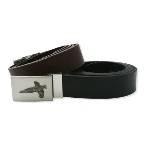 Pheasant Buckle & Belt Black or Brown Leather Set