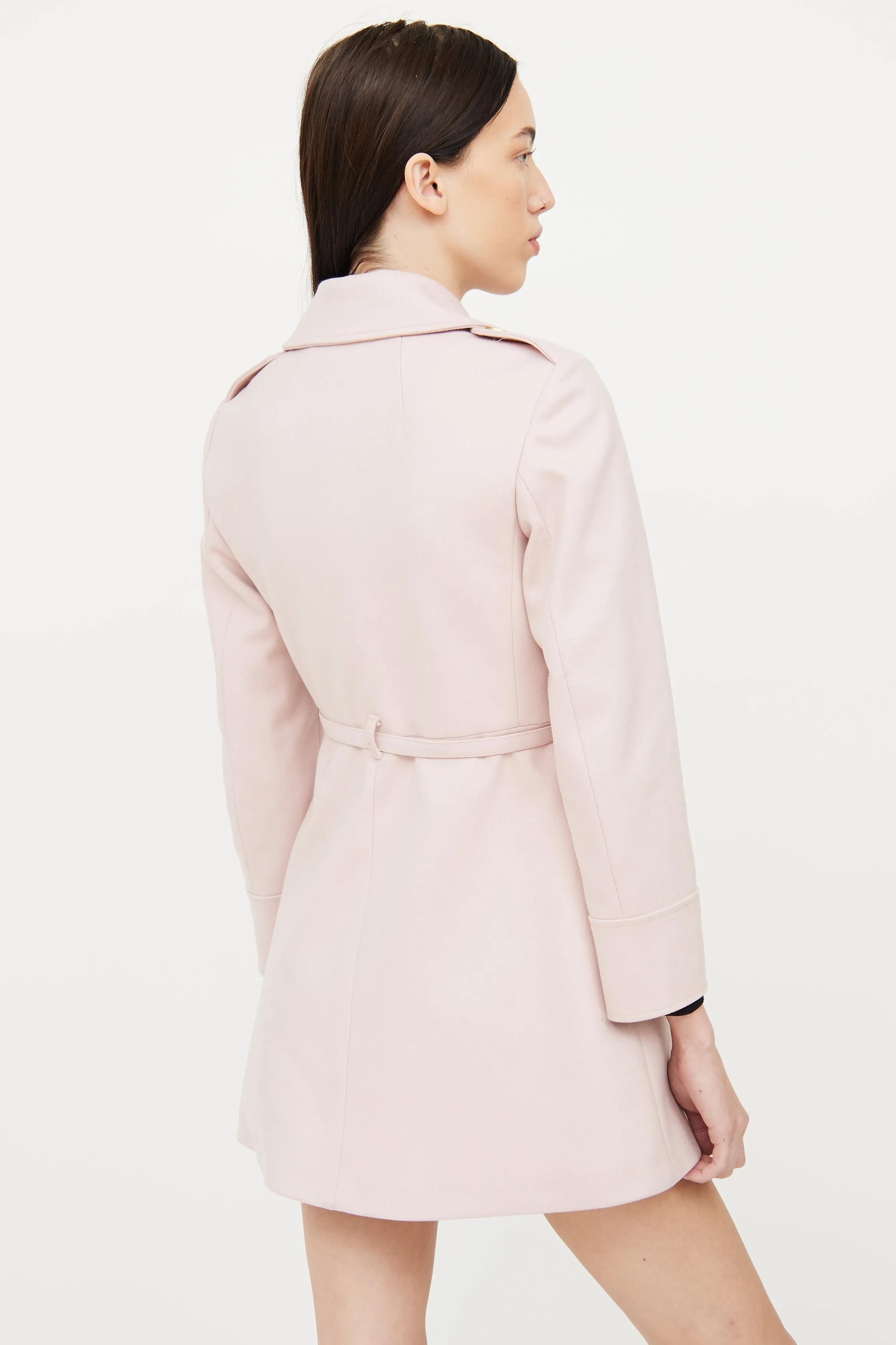 Pink Gold Button Long Coat