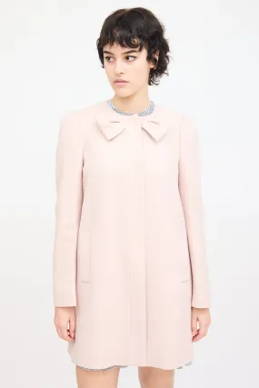 Pink Wool Bow Mid Length Coat