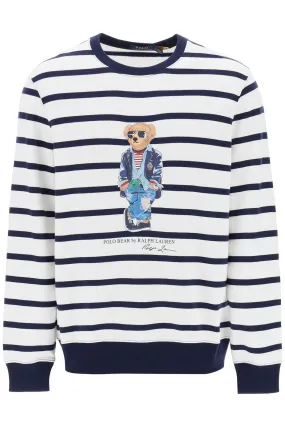 Polo ralph lauren striped crew-neck sweatshirt with polo bear print