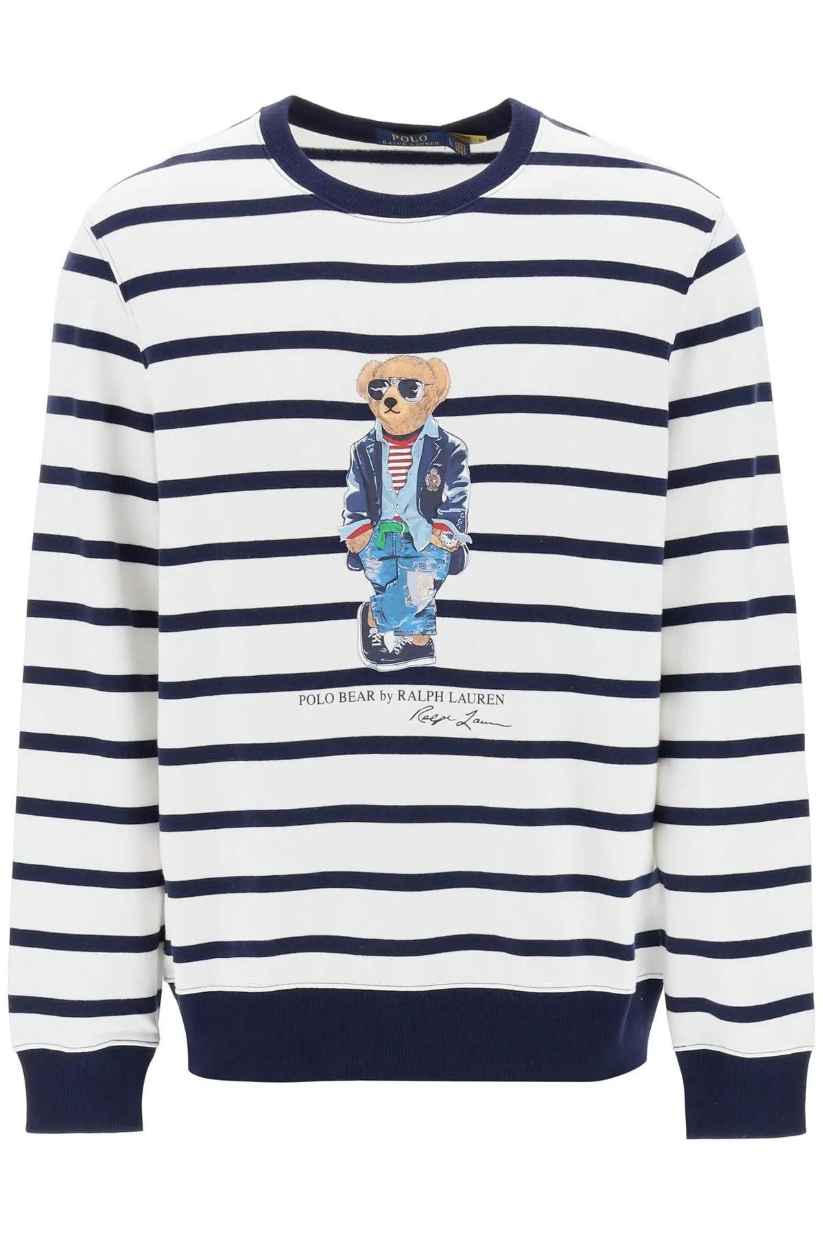 Polo ralph lauren striped crew-neck sweatshirt with polo bear print