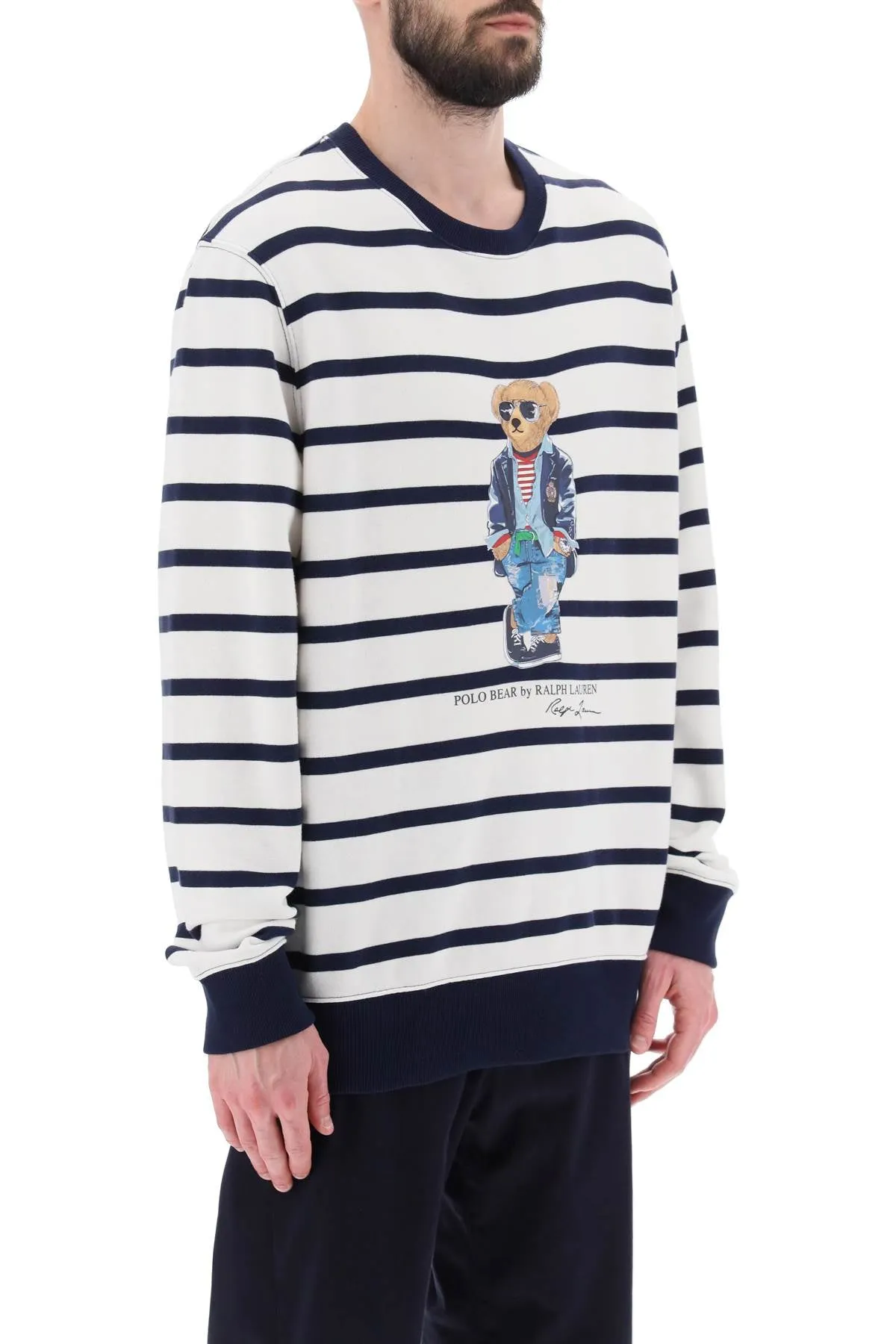 Polo ralph lauren striped crew-neck sweatshirt with polo bear print