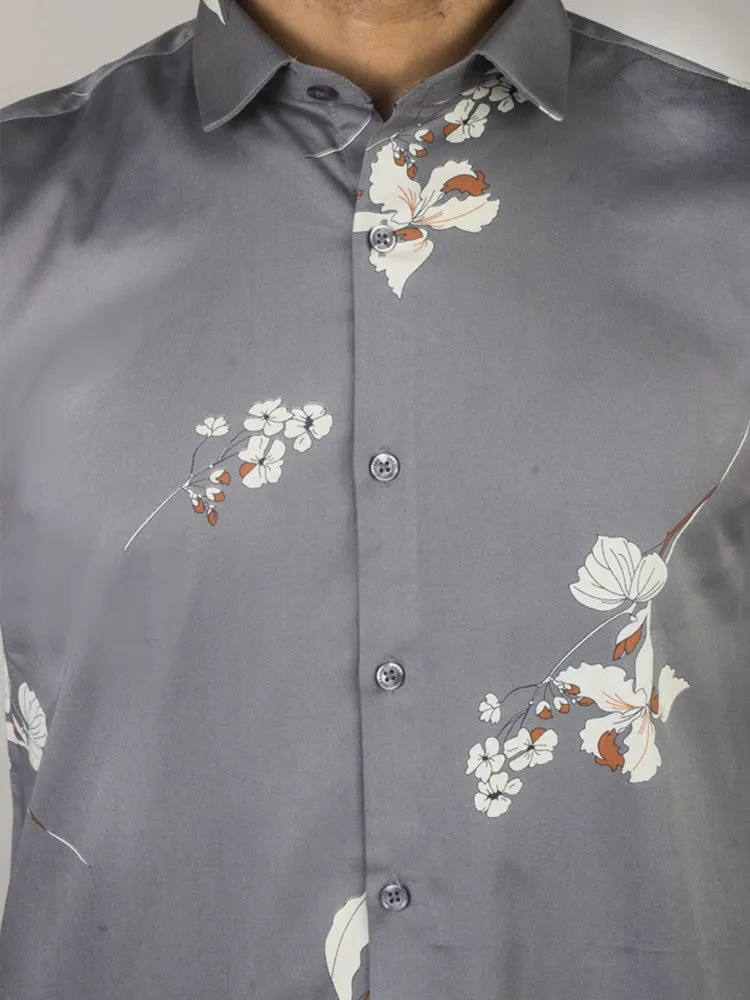 Printed Shirts for Men - Floral Print Cotton Spread Shirt