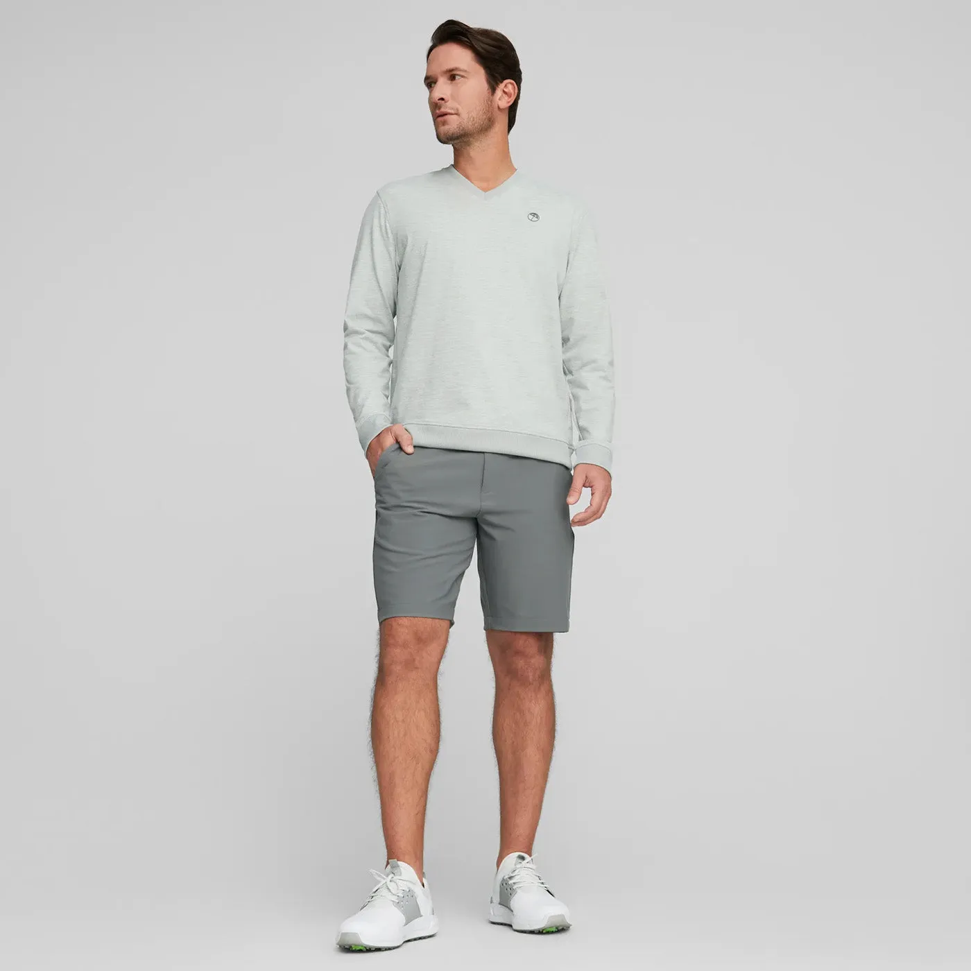 Puma AP Cloudspun V-Neck Golf Sweater - High Rise Heather