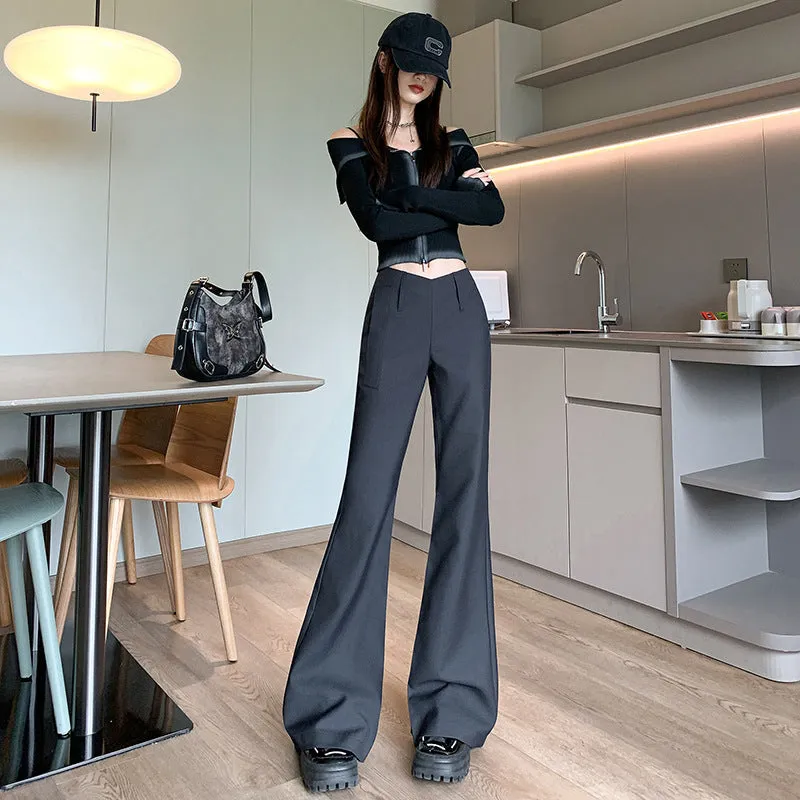 Purpdrank fashion outfits High-Grade Casual Pants for Women Autumn and Winter Low Waist Slim Fit Comfortable Fashion Single Pants Fleece-lined Suit Pants