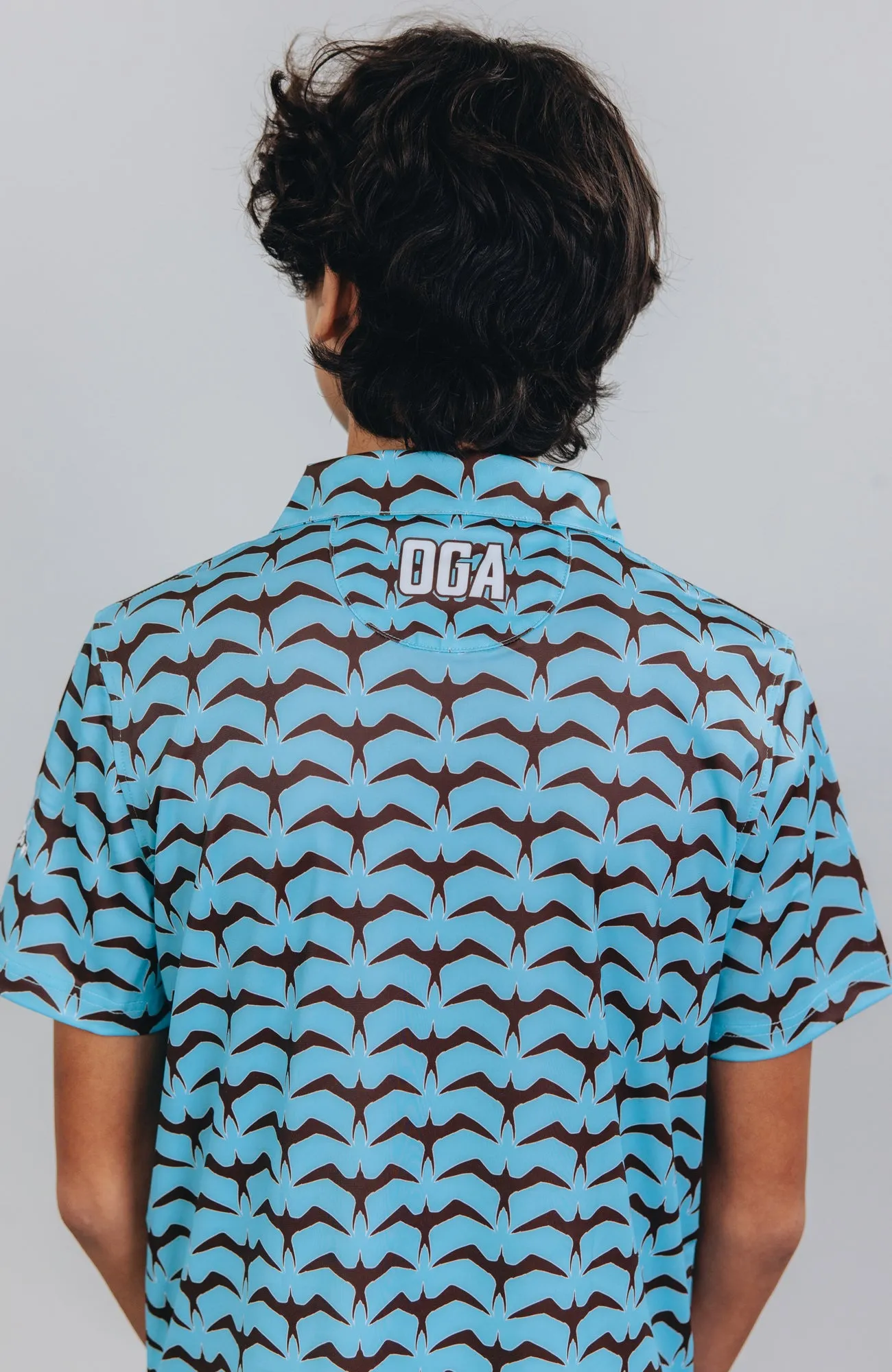 "Iwa Flock" Chocolate Sky - OGA Youth Polo - Chocolate Brown / Sky Blue