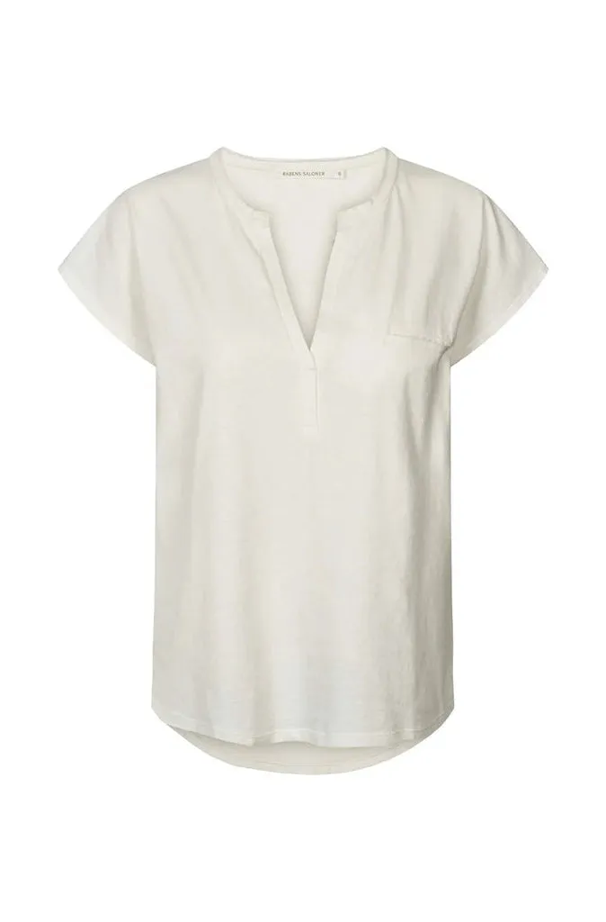 Rabens Saloner Blanca Vintage Cotton Cap Sleeve Top in Chalk and Moon