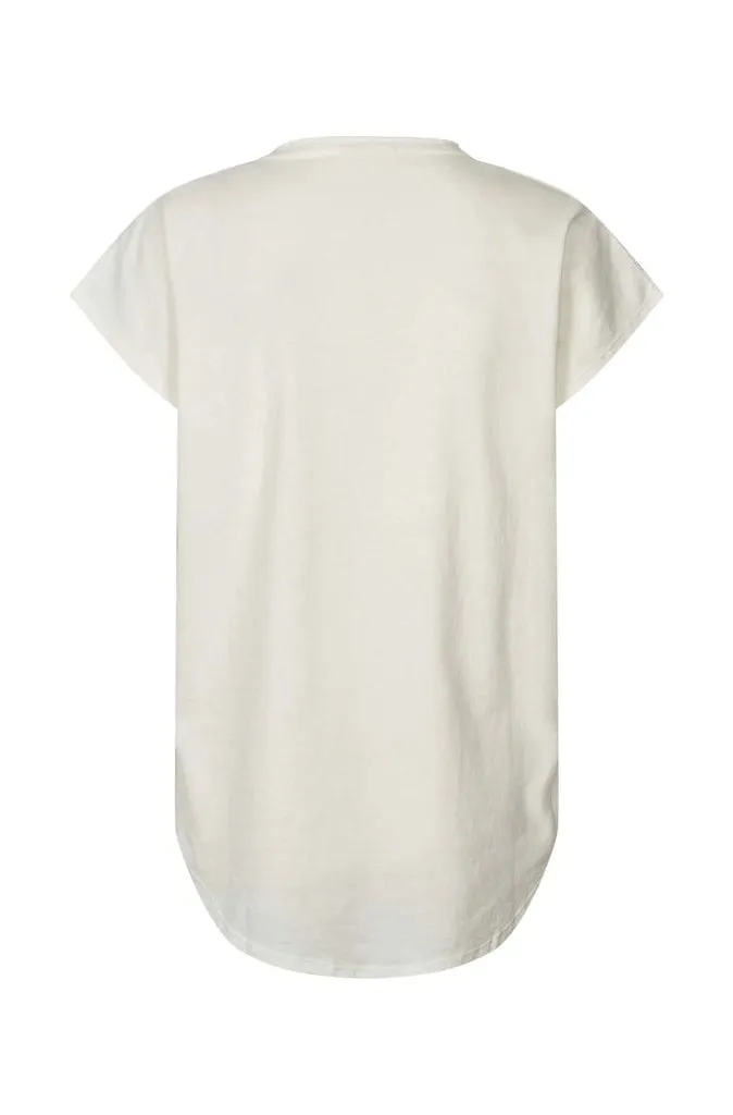 Rabens Saloner Blanca Vintage Cotton Cap Sleeve Top in Chalk and Moon