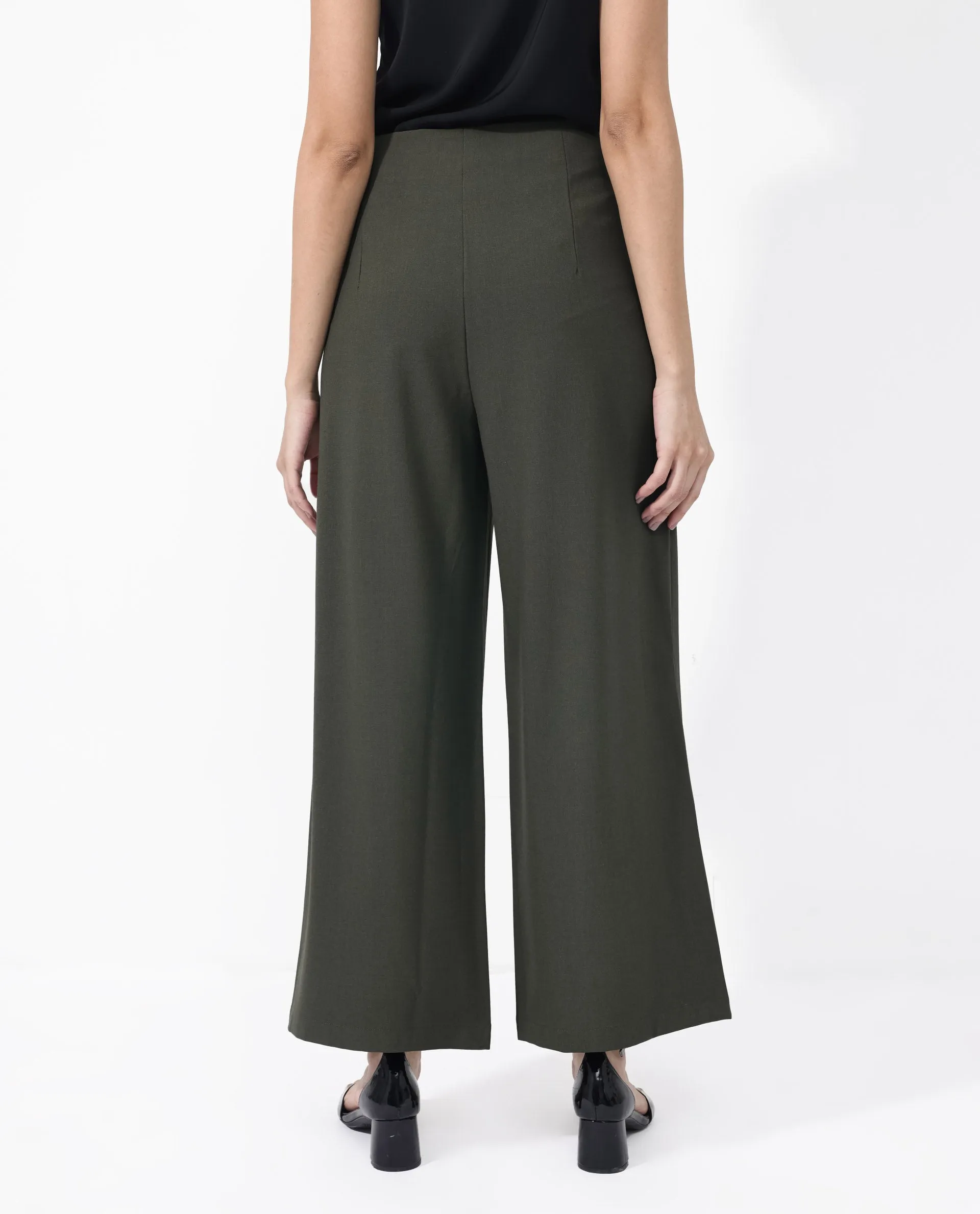 Rareism Women Noahti Green Cotton Fabric Trouser