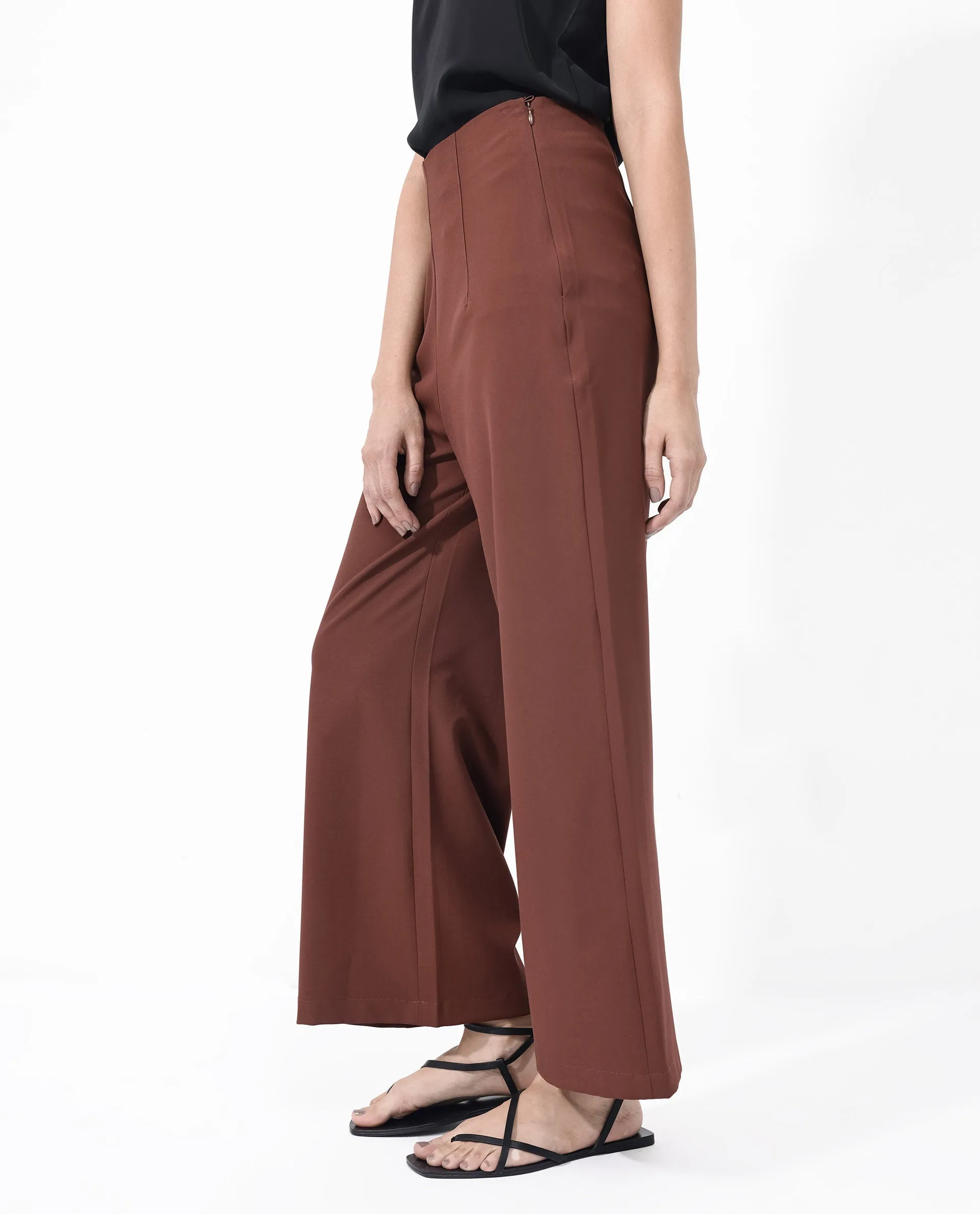 Rareism Women Noahti Light Rust Cotton Fabric Trouser