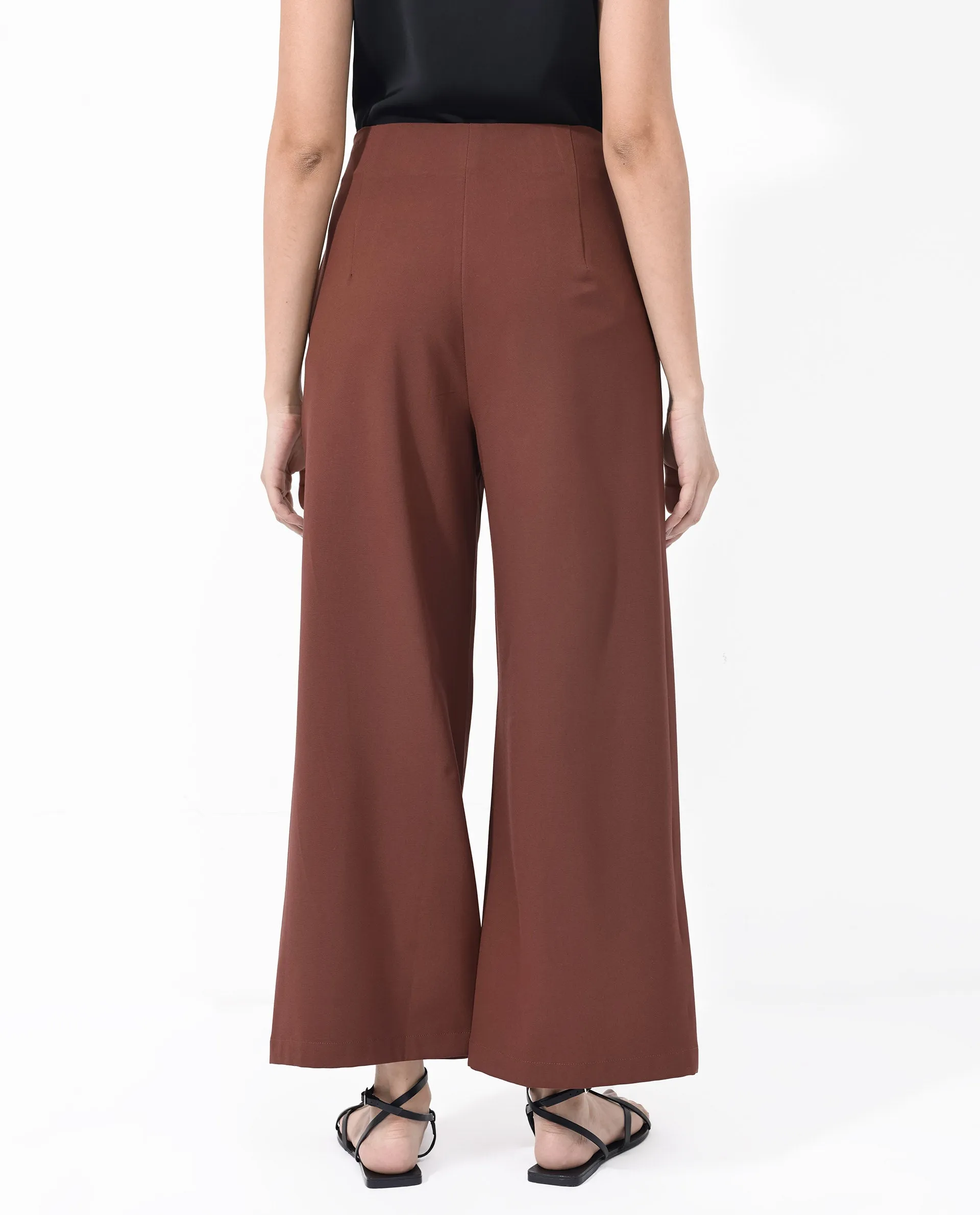 Rareism Women Noahti Light Rust Cotton Fabric Trouser