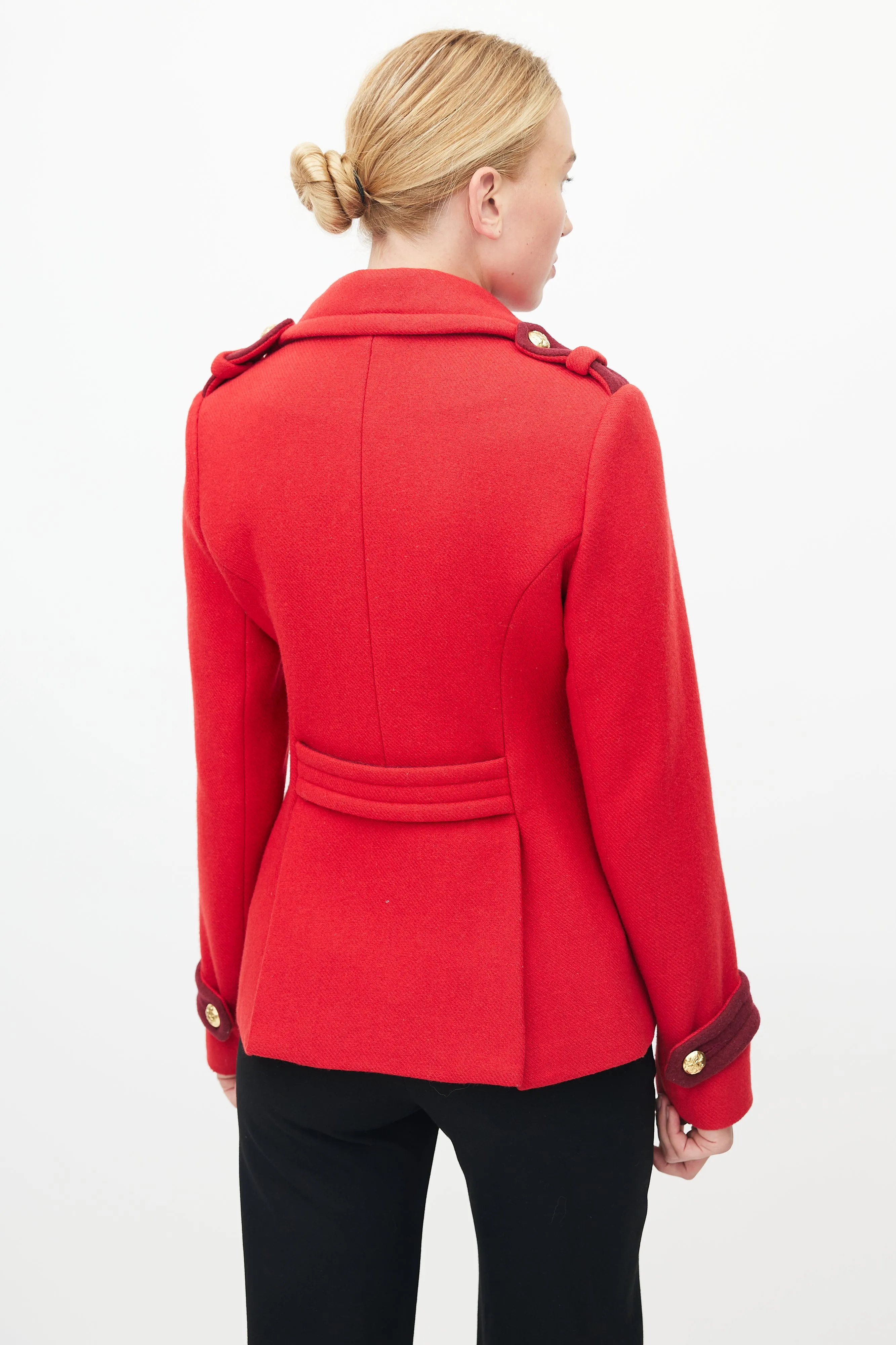 Red Double Breasted Pea Coat