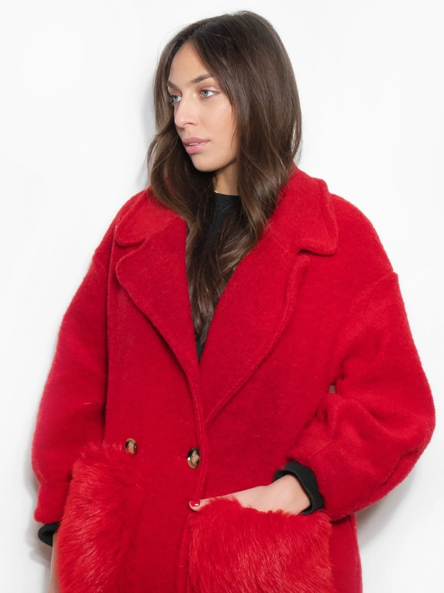 Red Passion coat with Fox pockets