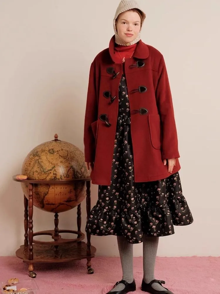 Red Wool Cashmere Cowl Coat【s0000006456】