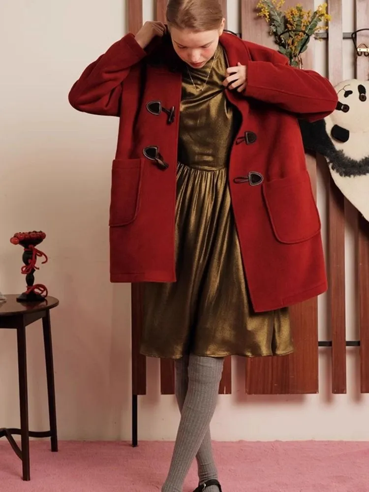 Red Wool Cashmere Cowl Coat【s0000006456】