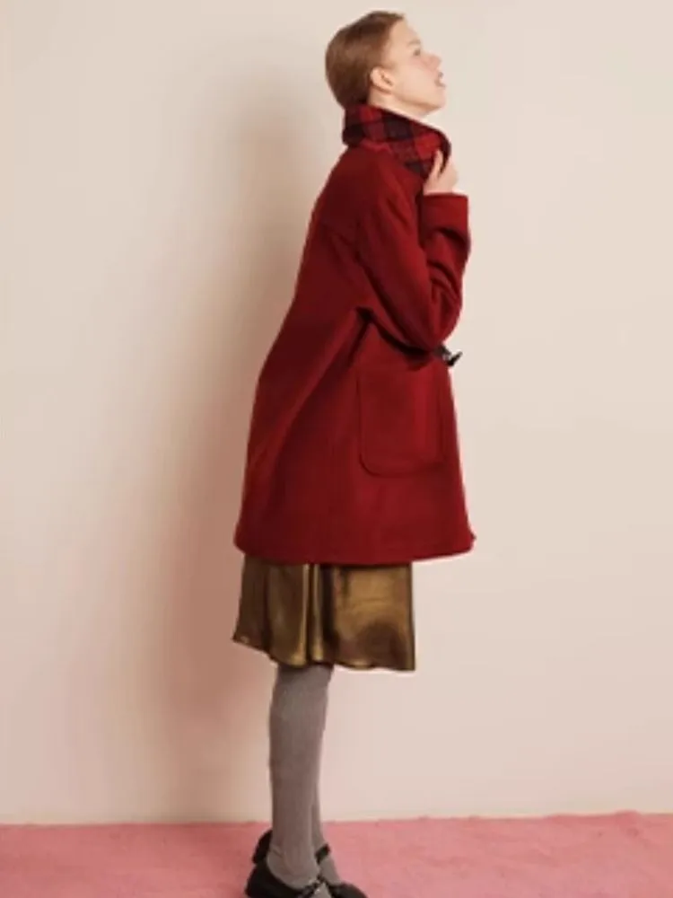 Red Wool Cashmere Cowl Coat【s0000006456】