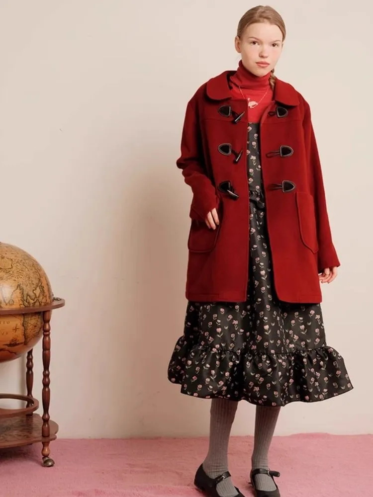 Red Wool Cashmere Cowl Coat【s0000006456】