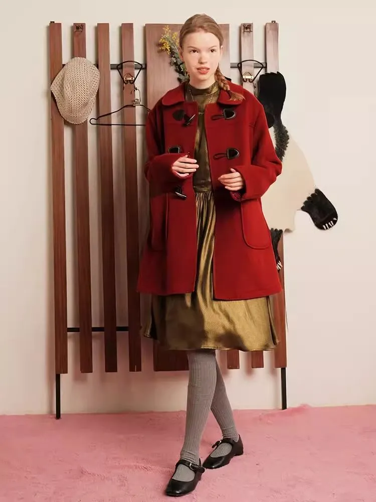 Red Wool Cashmere Cowl Coat【s0000006456】